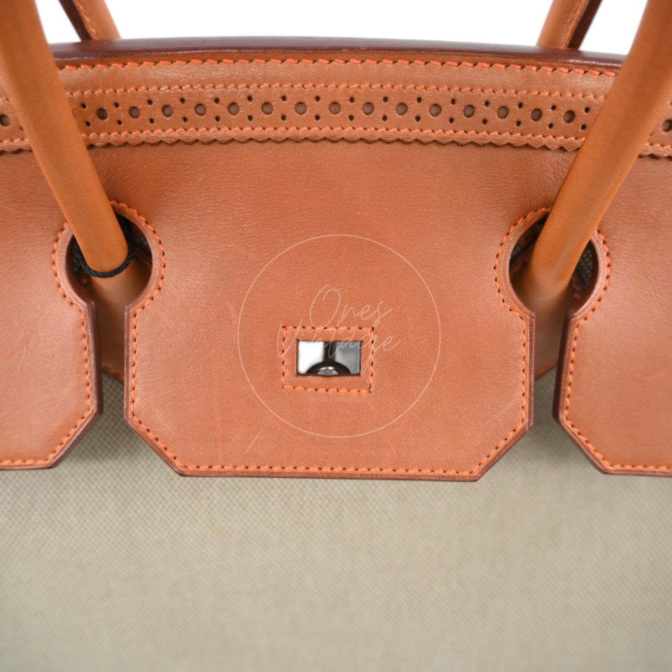 Hermes Birkin 35 Fabrics x Barenia GHW Beige Brown Square P
