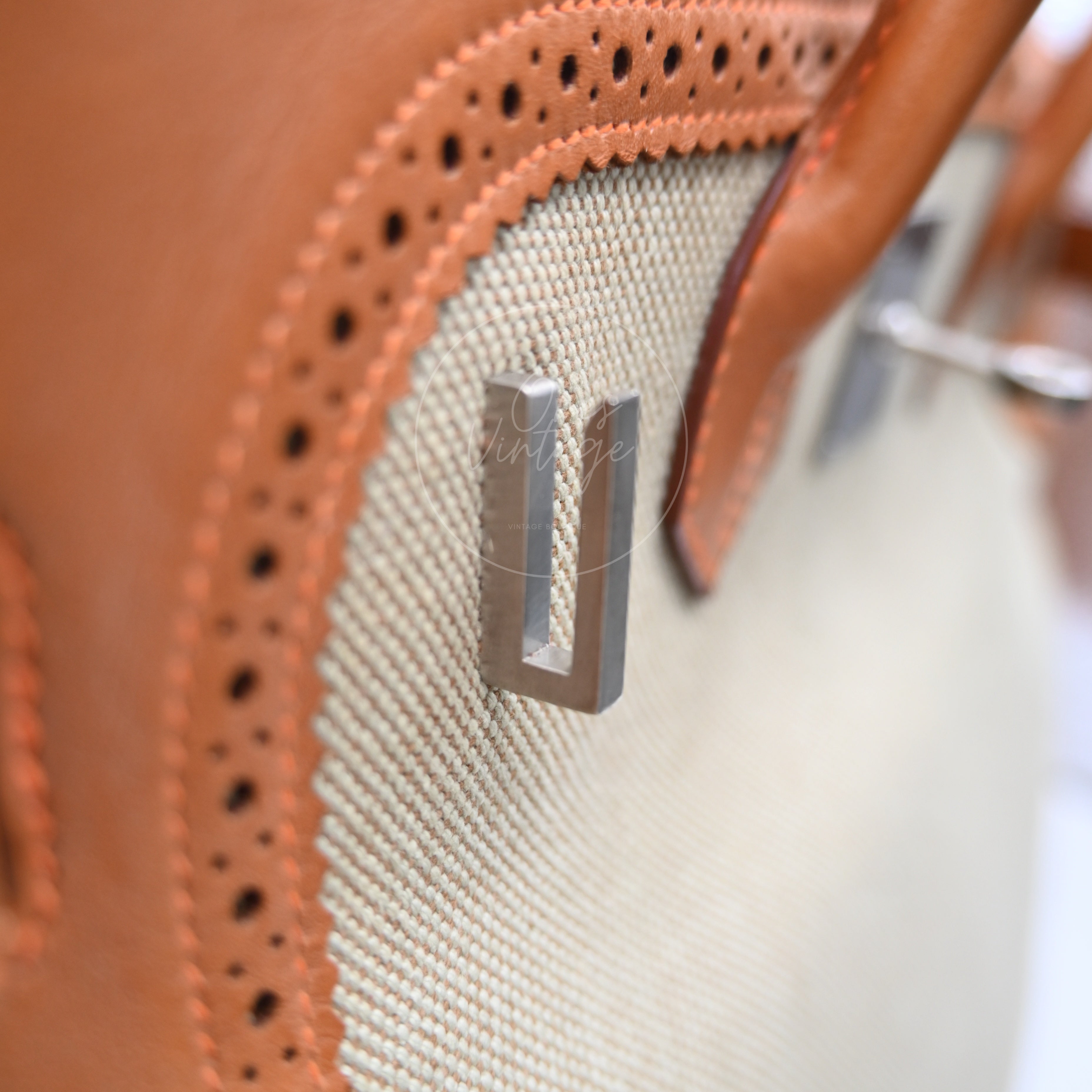 Hermes Birkin 35 Fabrics x Barenia GHW Beige Brown Square P