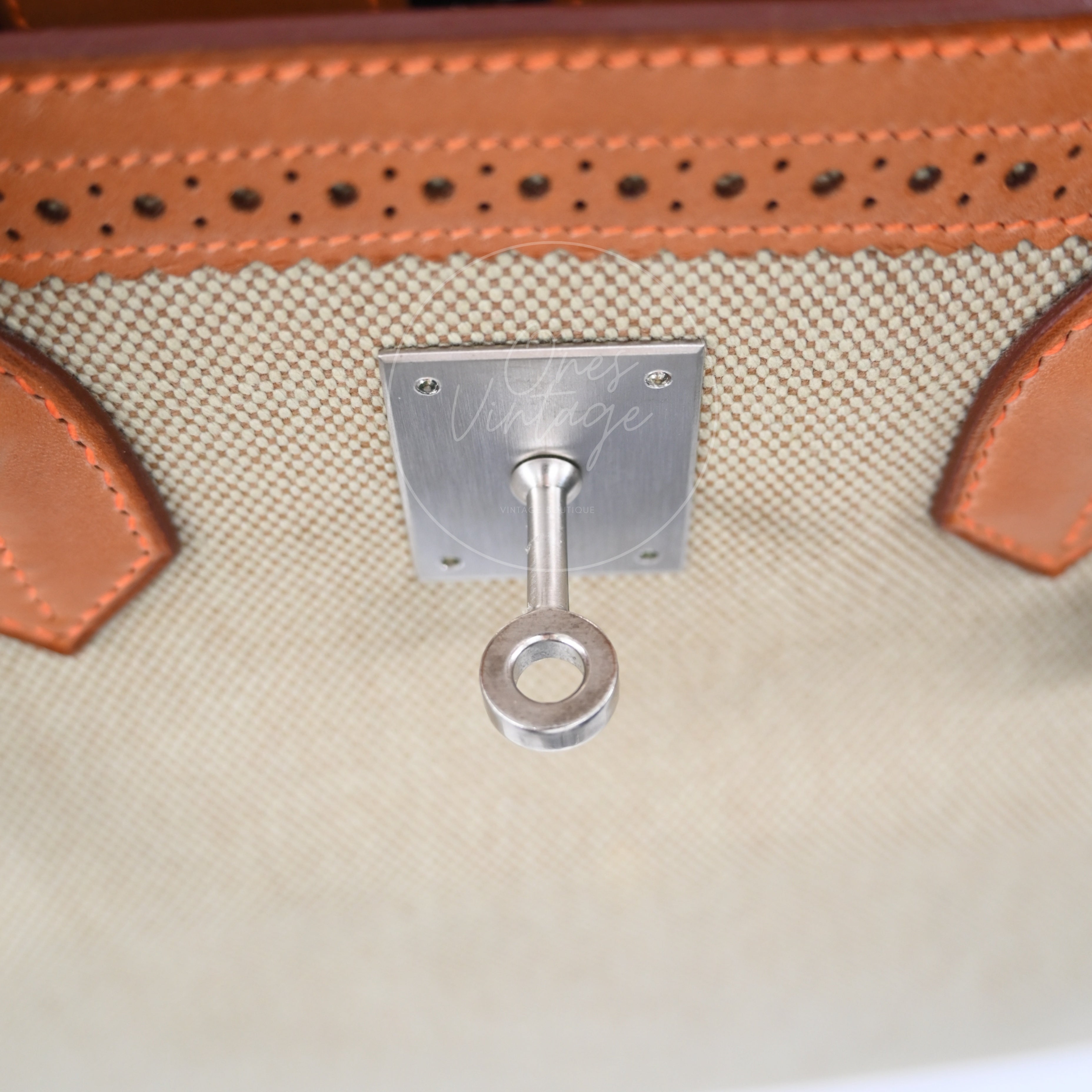 Hermes Birkin 35 Fabrics x Barenia GHW Beige Brown Square P