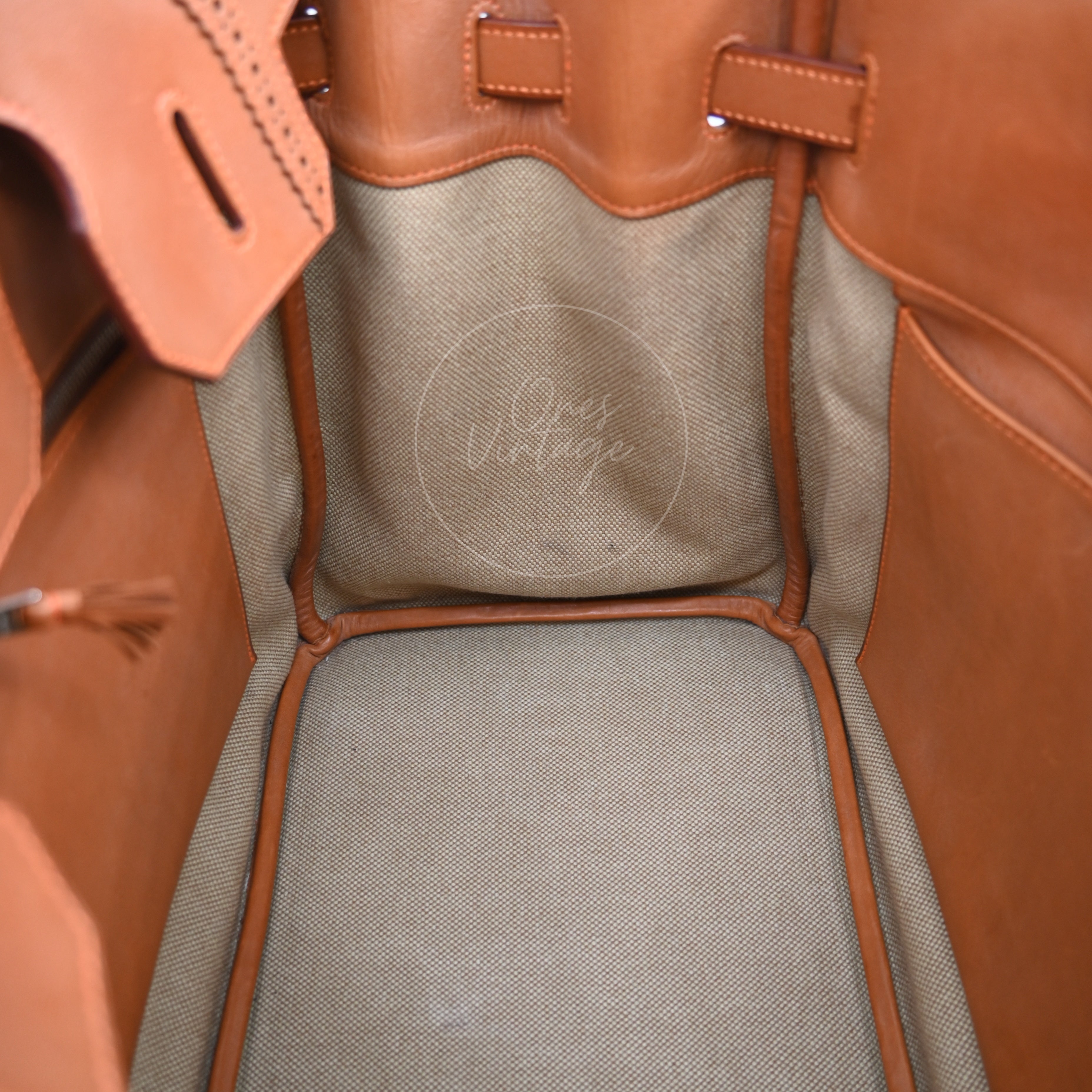 Hermes Birkin 35 Fabrics x Barenia GHW Beige Brown Square P