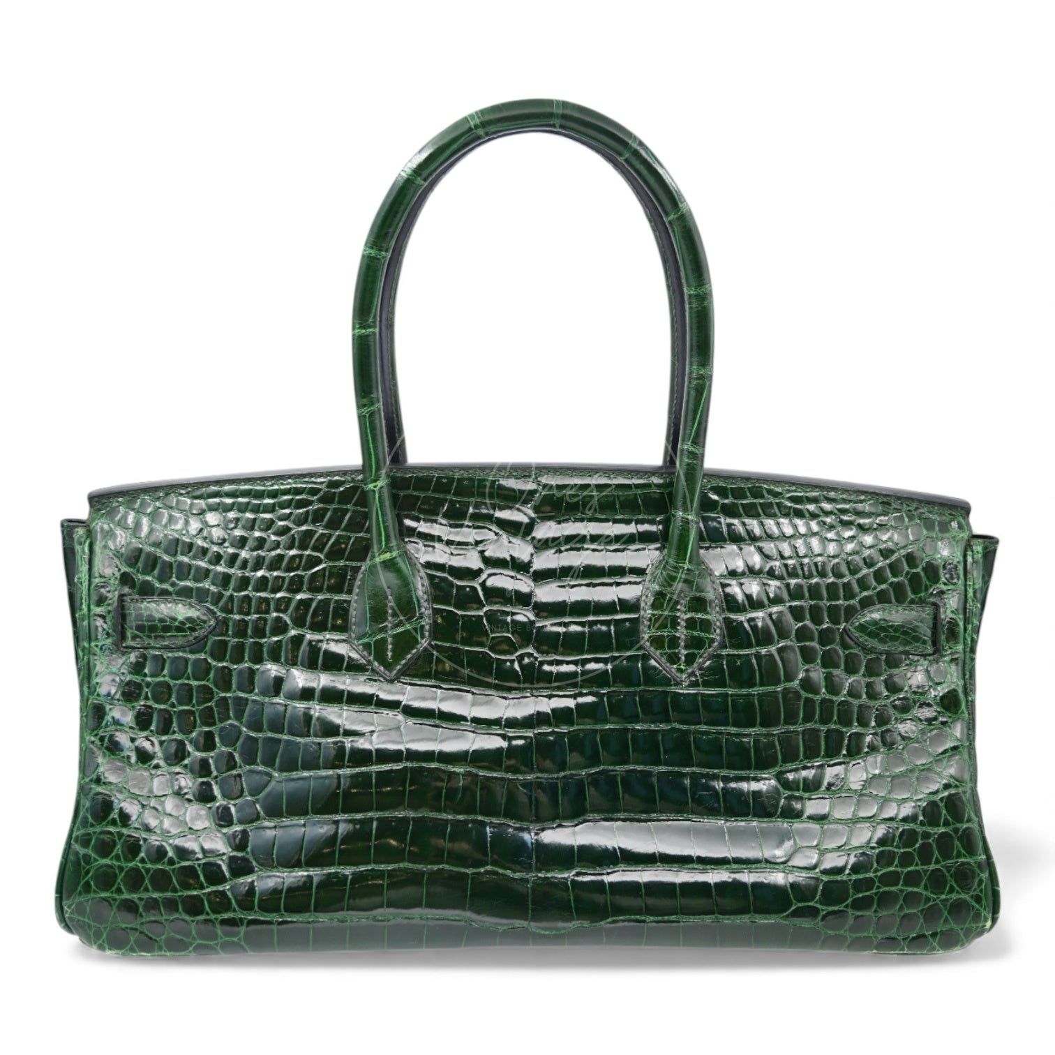 Hermes Birkin Shoulder Croco Emerald PHW Green Square I