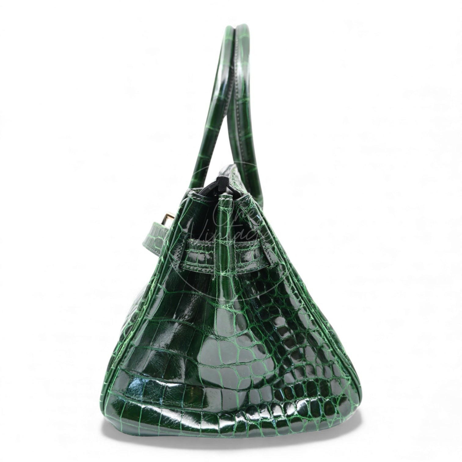 Hermes Birkin Shoulder Croco Emerald PHW Green Square I