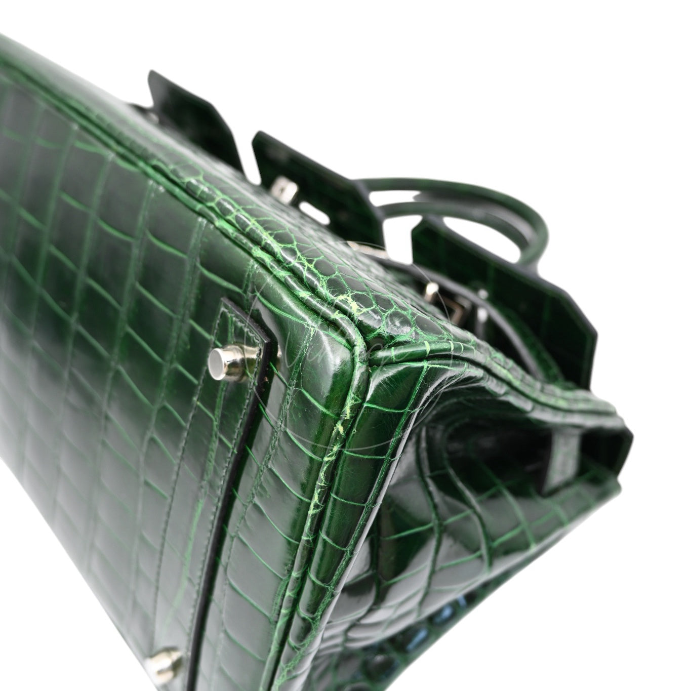 Hermes Birkin Shoulder Croco Emerald PHW Green Square I