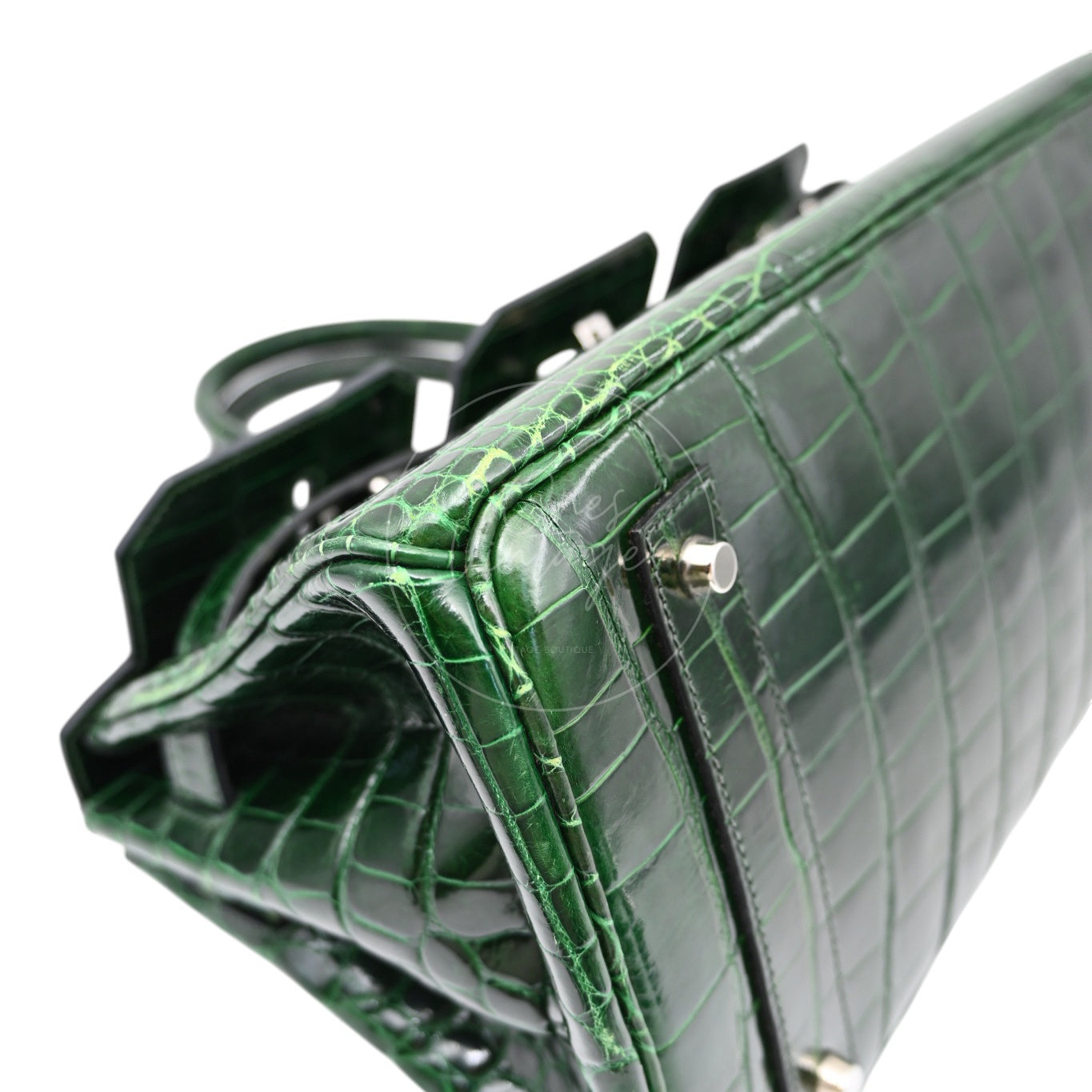 Hermes Birkin Shoulder Croco Emerald PHW Green Square I