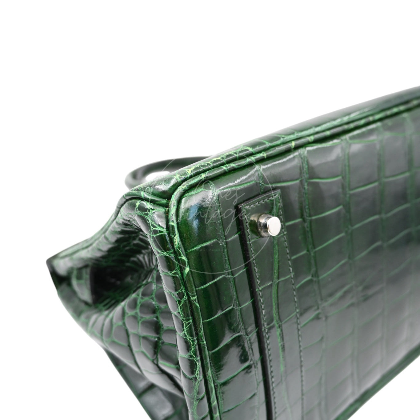 Hermes Birkin Shoulder Croco Emerald PHW Green Square I