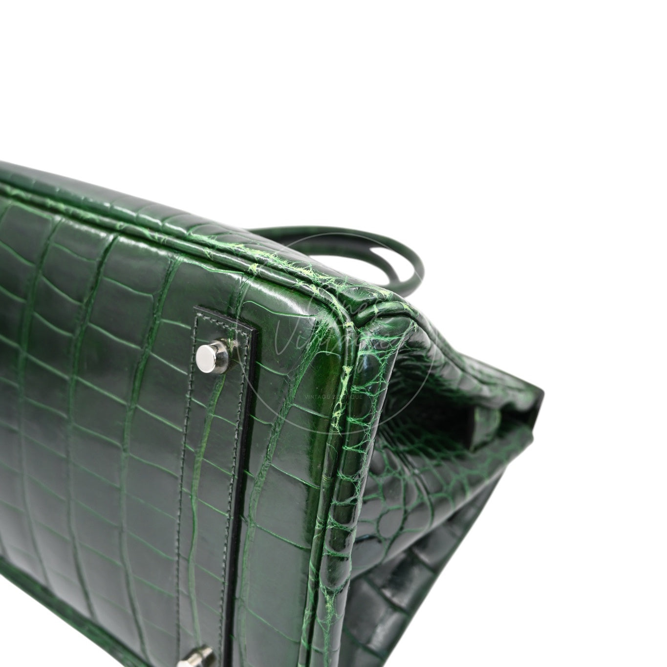 Hermes Birkin Shoulder Croco Emerald PHW Green Square I