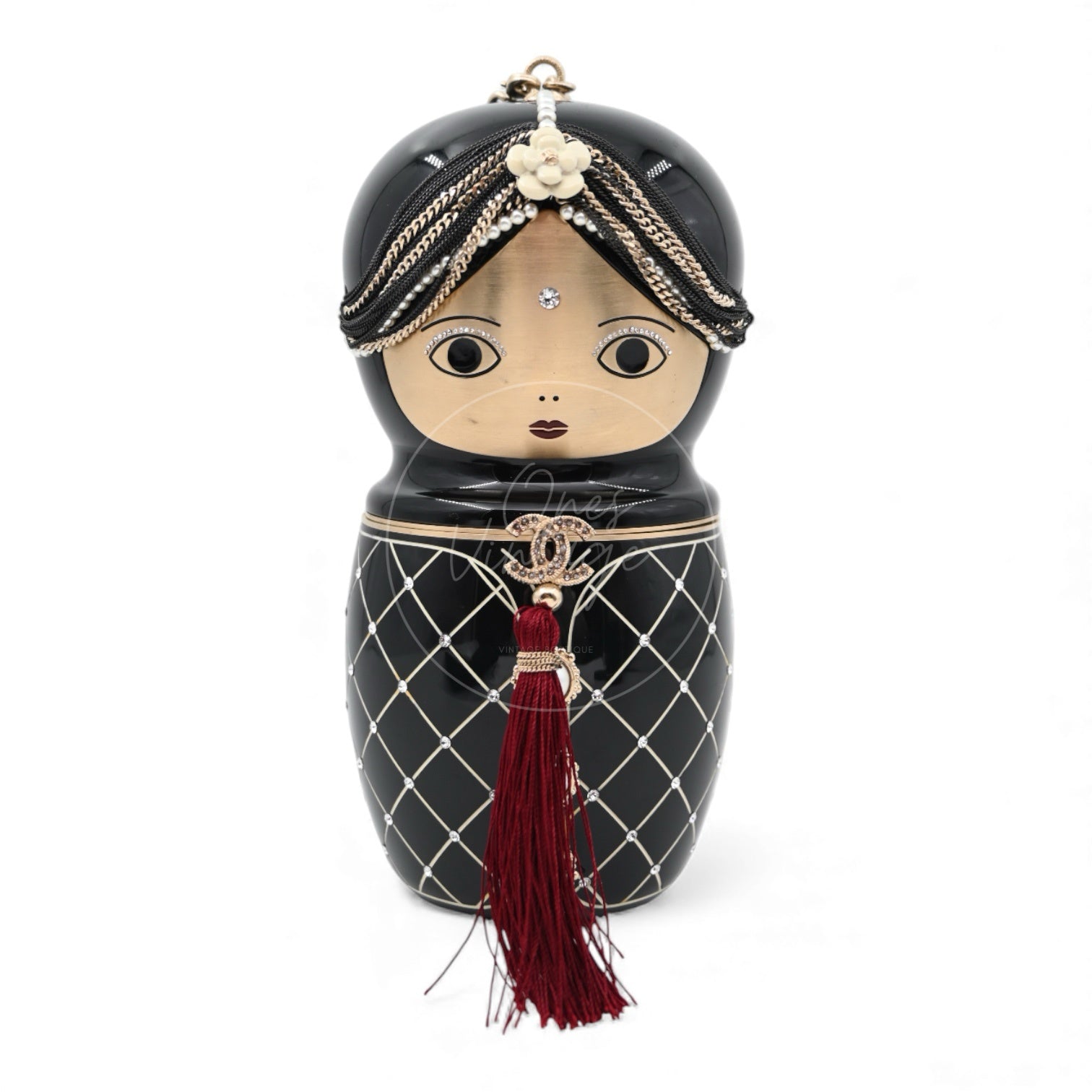 Chanel Paris-Bombay Matryoshka Doll Black Gold Clutch GHW Black Gold Series 24
