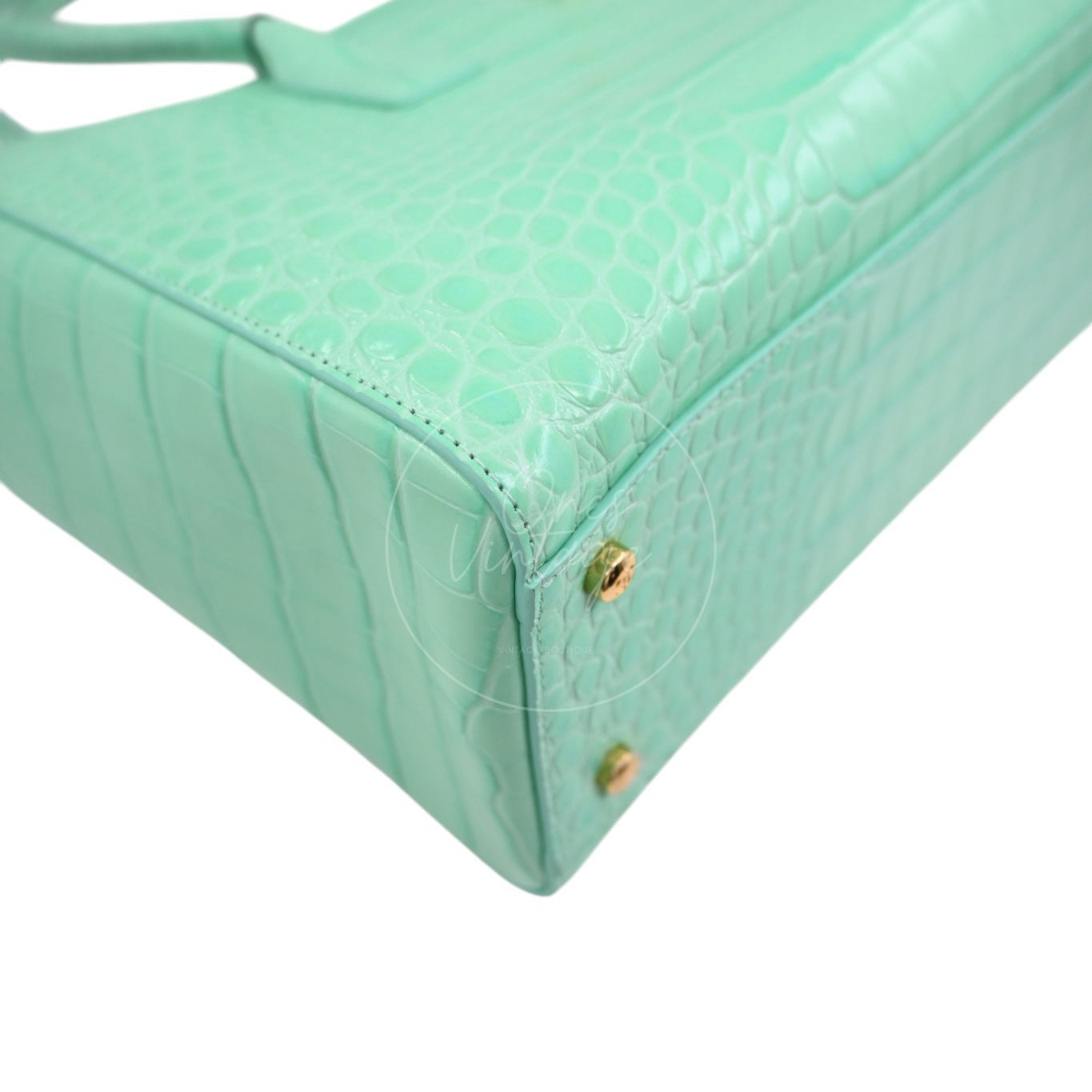 Chanel Cerf Crocodile Embossed Calfskin Tote Bag GHW Green Series L9