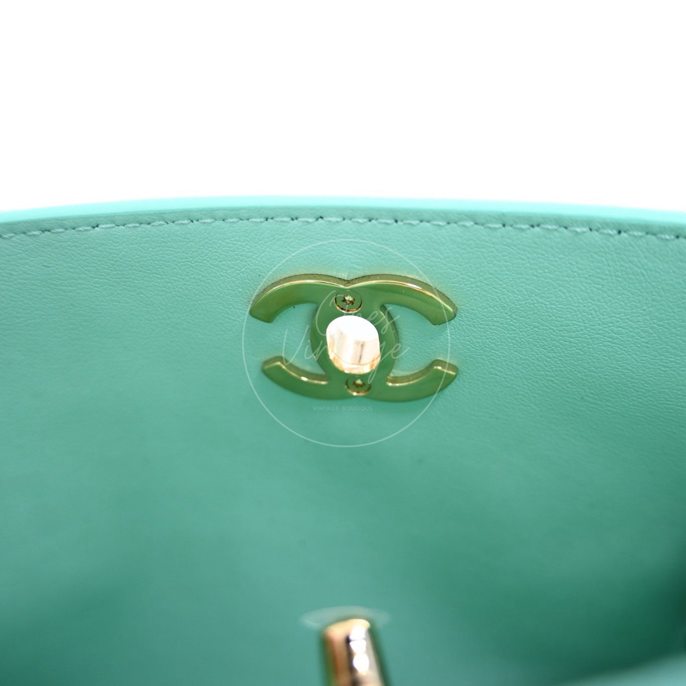 Chanel Cerf Crocodile Embossed Calfskin Tote Bag GHW Green Series L9