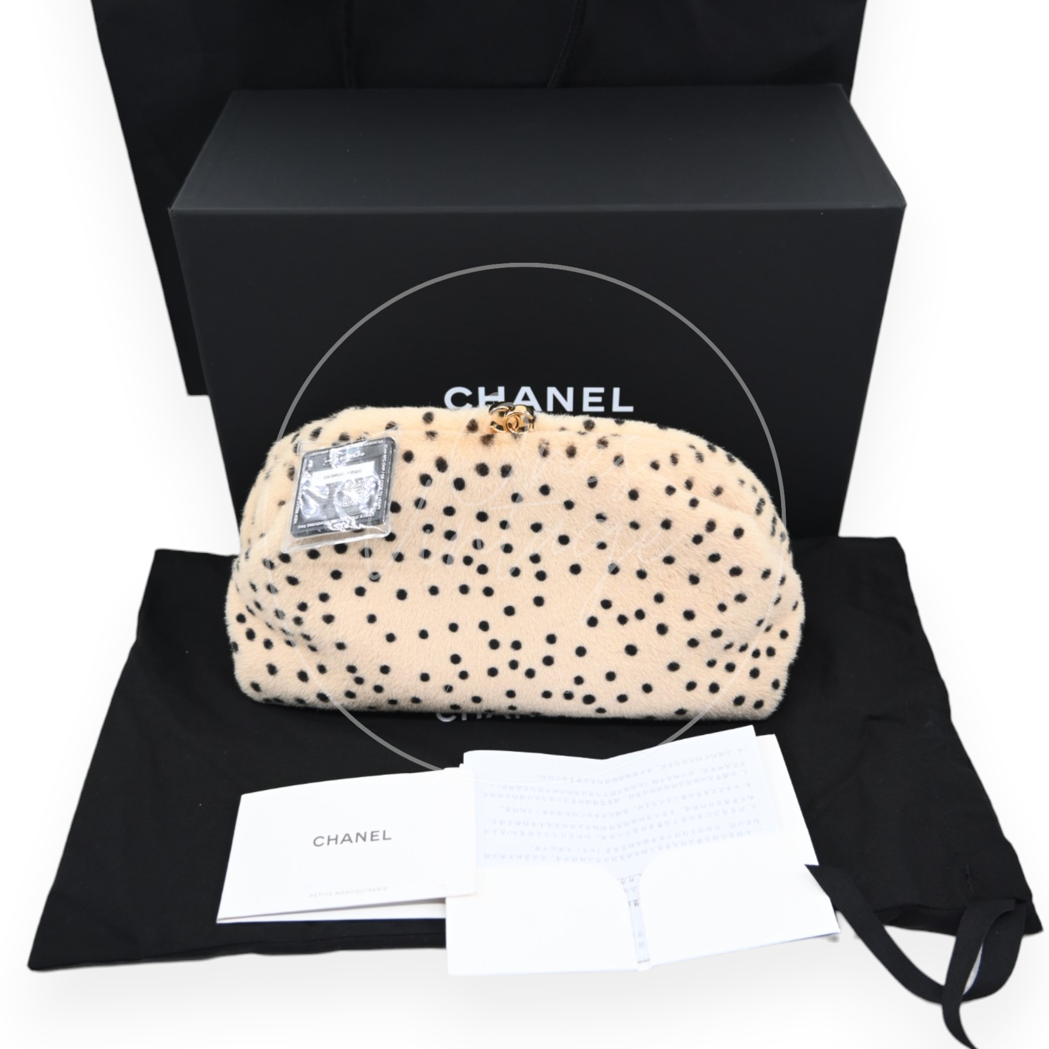 Chanel Pony Hair Cheetah Printed Lambskin Clutch GHW Beige Black Series T0