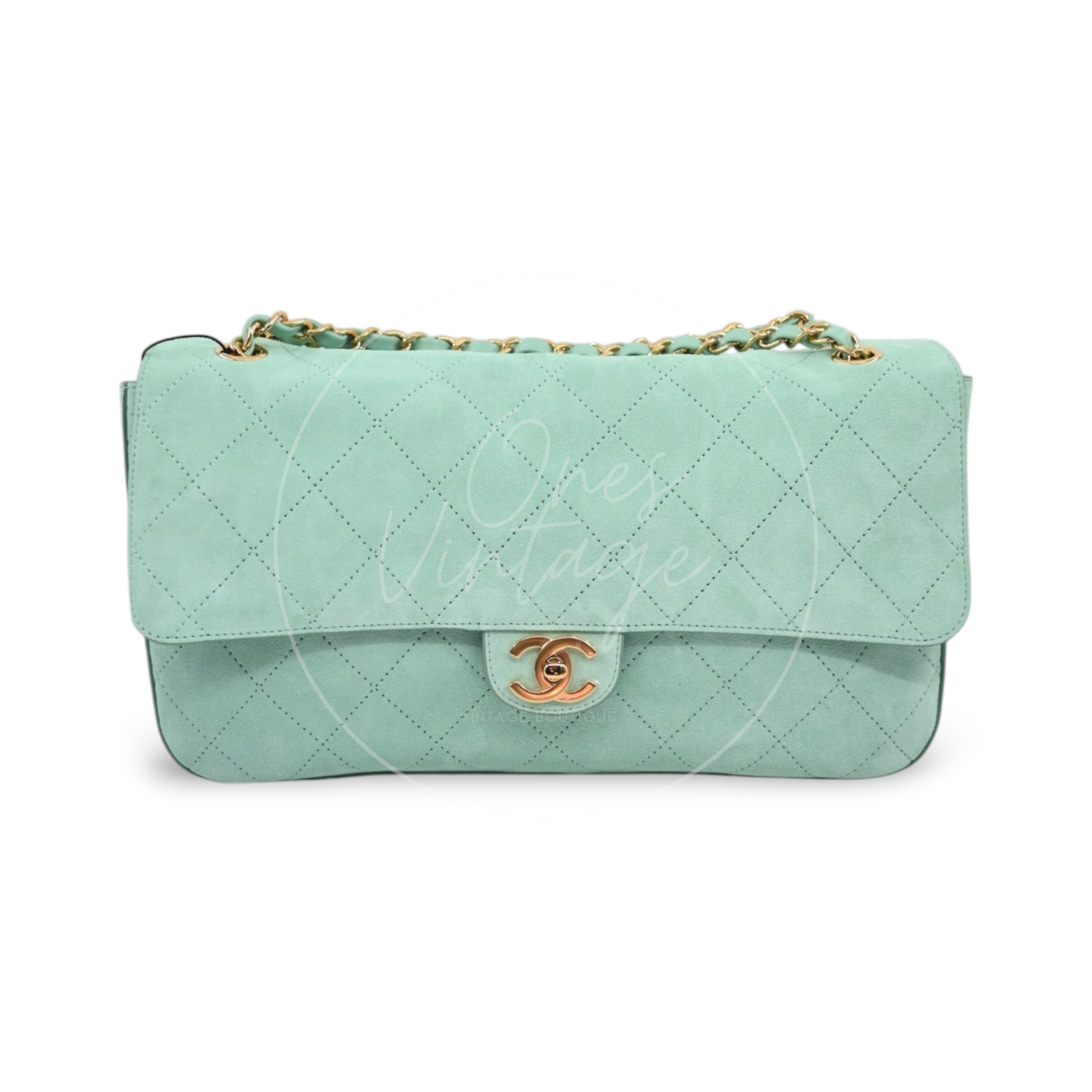 Chanel Green Suede Maxi 32cm GHW Sereis UE
