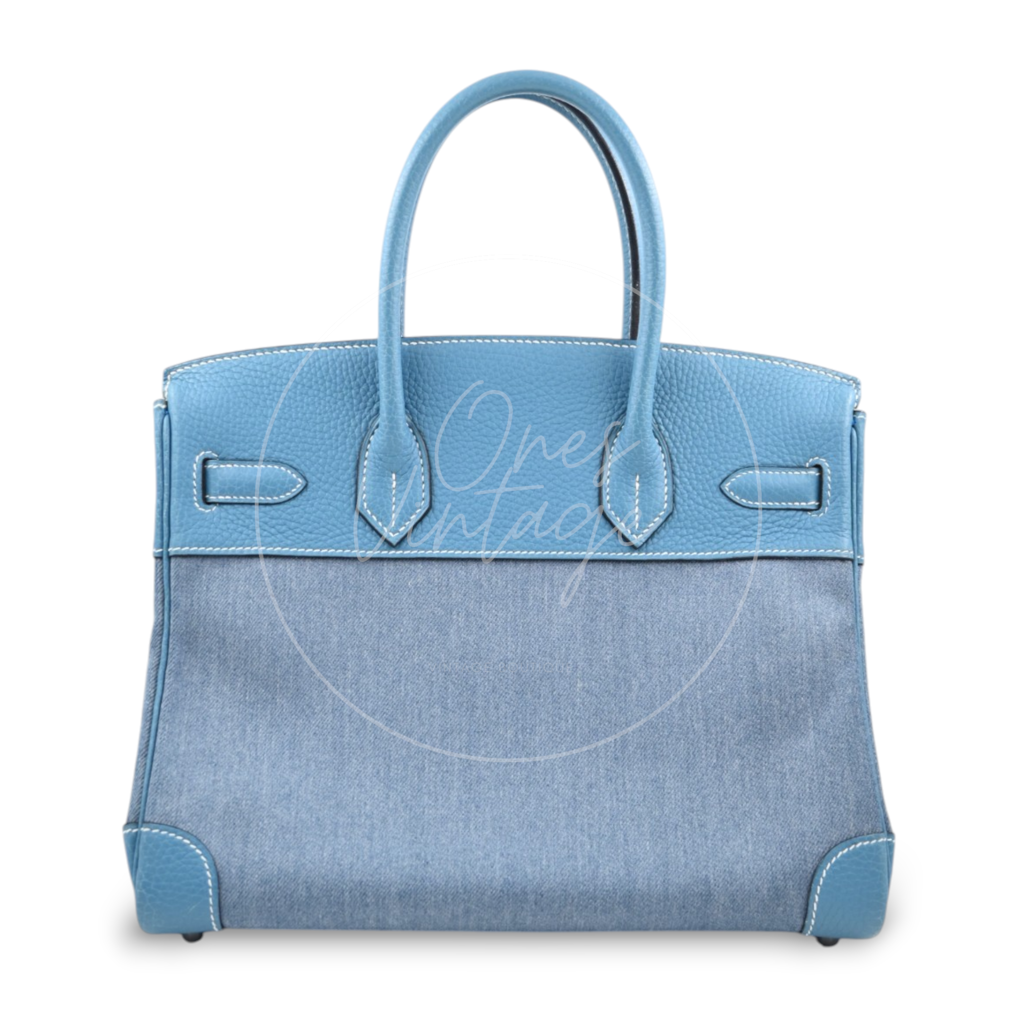 Hermes Birkin 30 Denim Tolie PHW Blue Square J