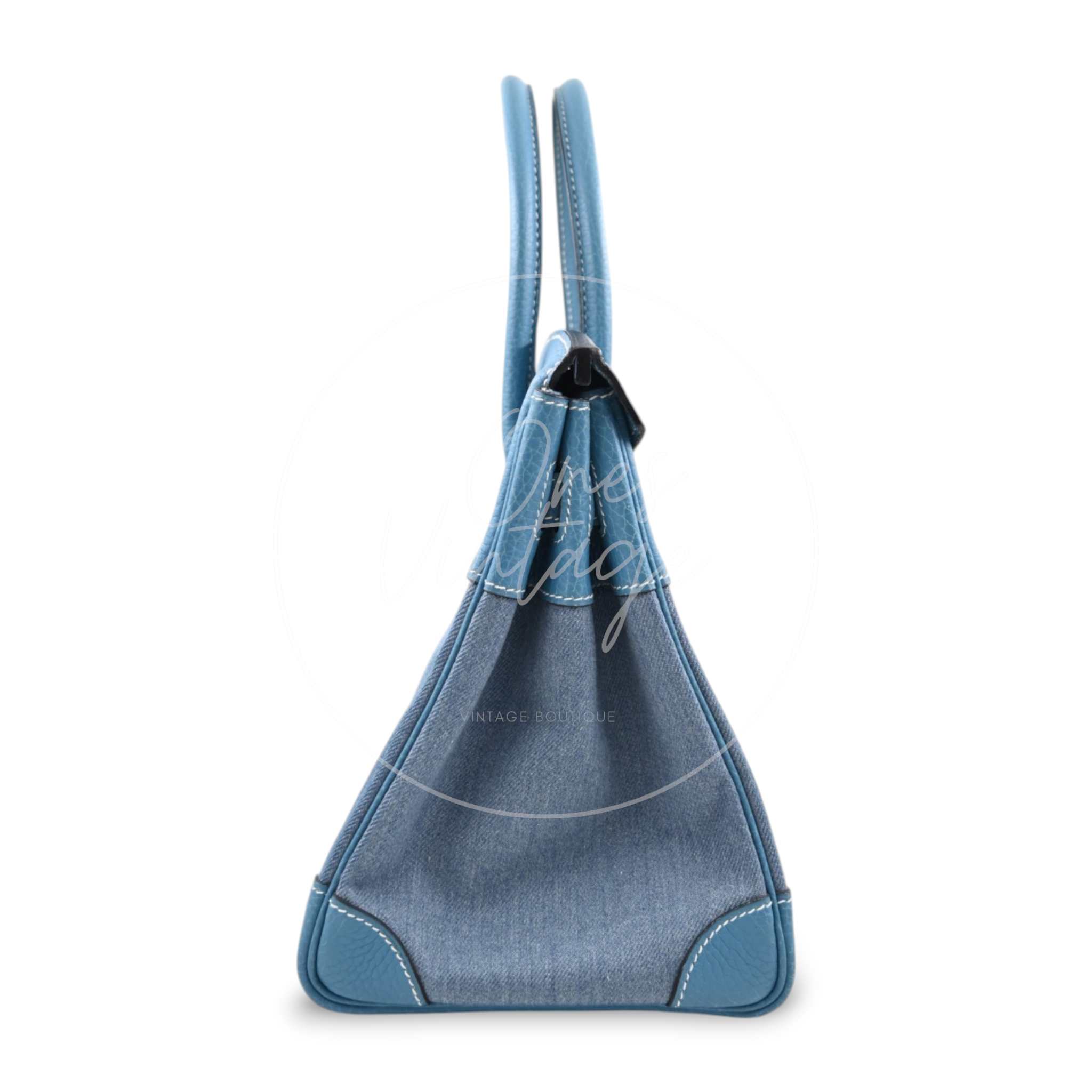 Hermes Birkin 30 Denim Tolie PHW Blue Square J