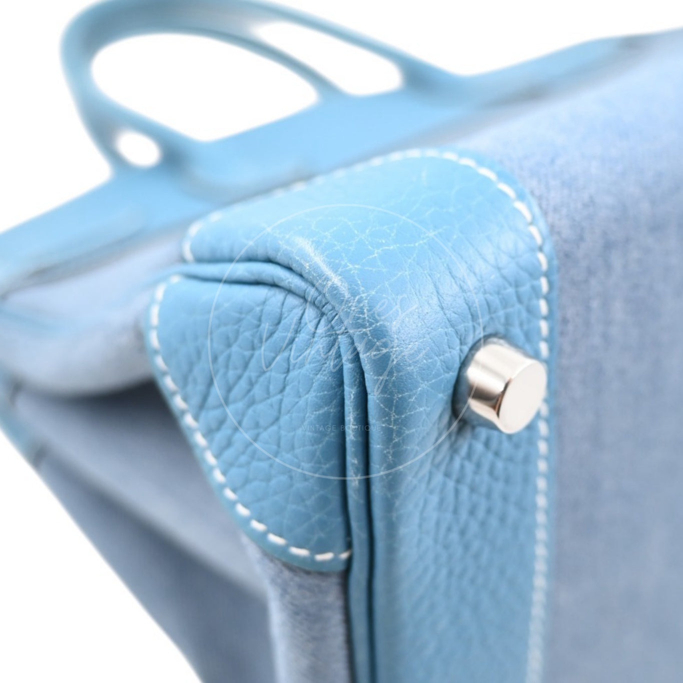 Hermes Birkin 30 Denim Tolie PHW Blue Square J