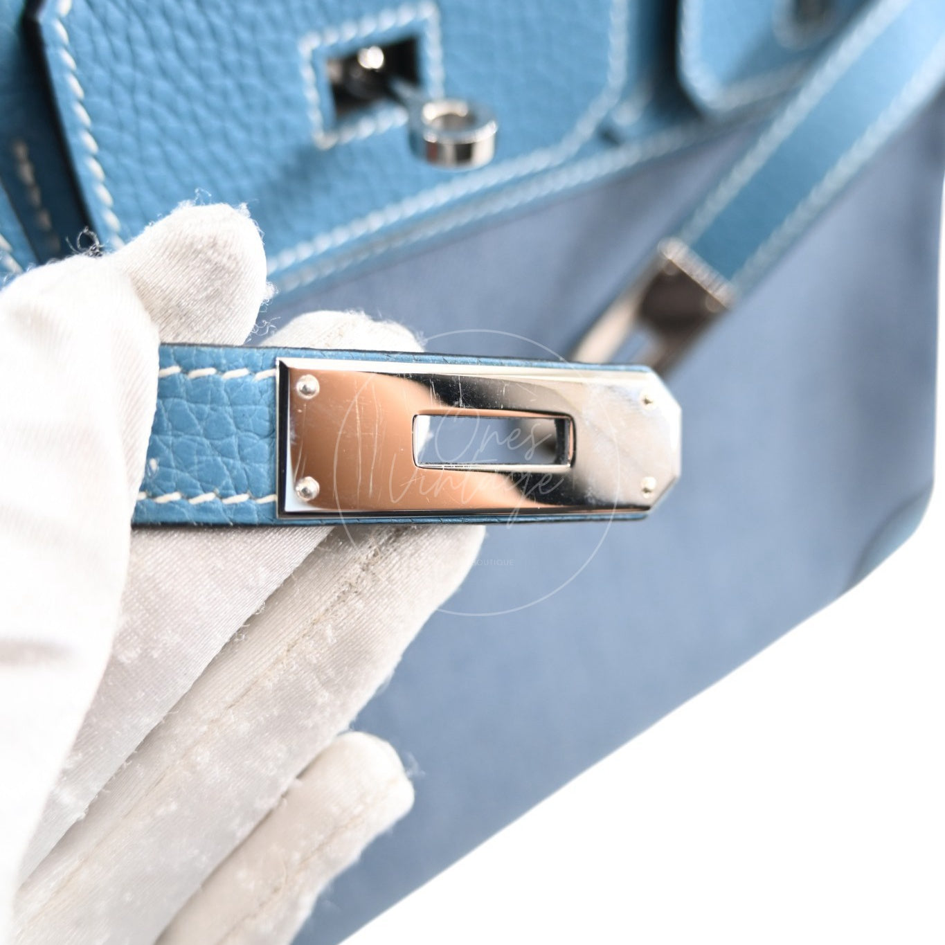 Hermes Birkin 30 Denim Tolie PHW Blue Square J