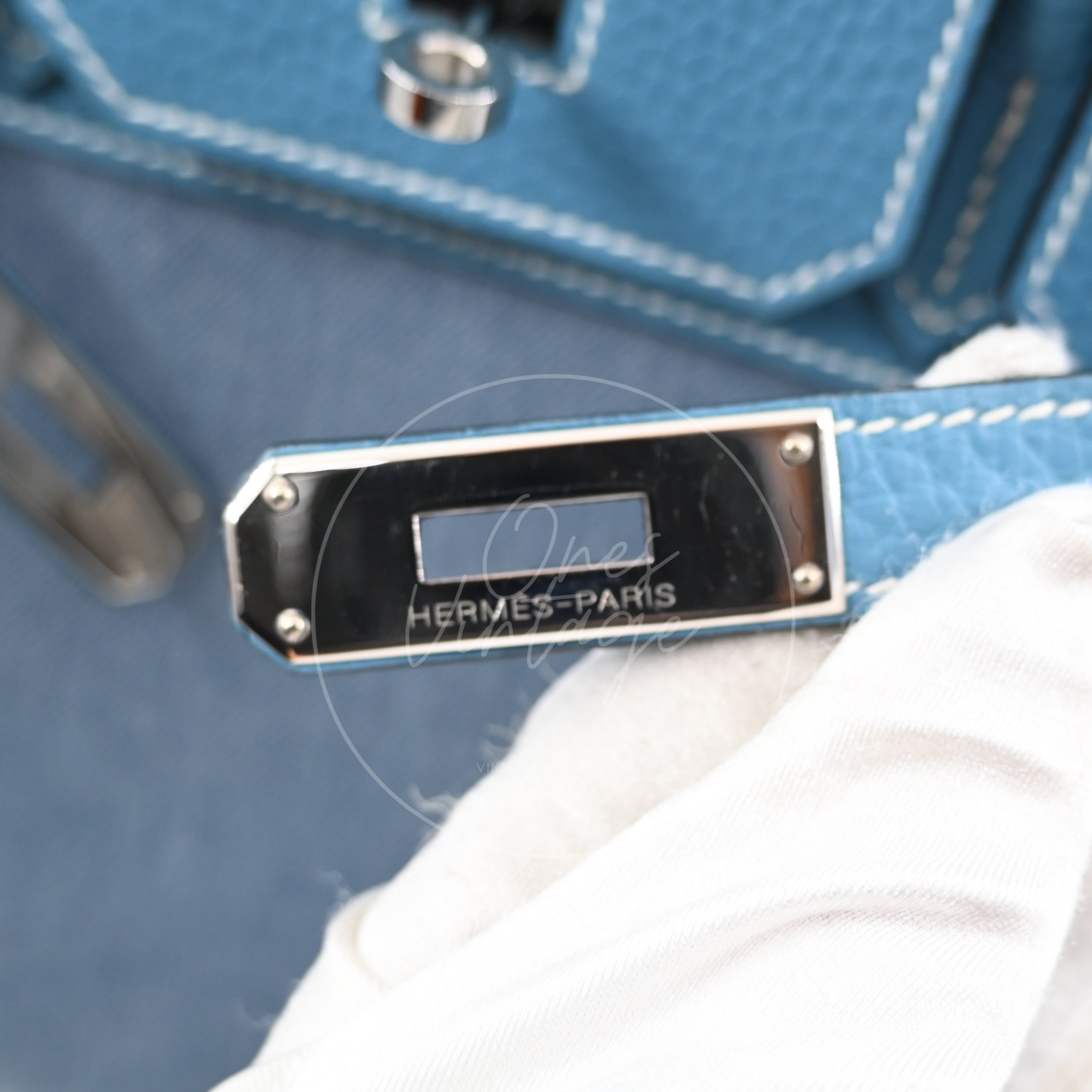 Hermes Birkin 30 Denim Tolie PHW Blue Square J