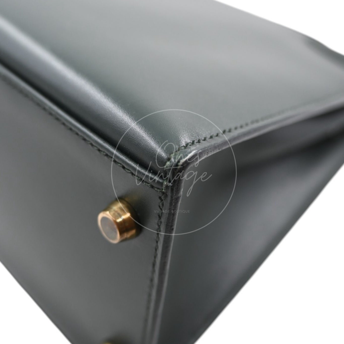 Hermes Kelly 28 Box Leather GHW Emerald Green Circle V