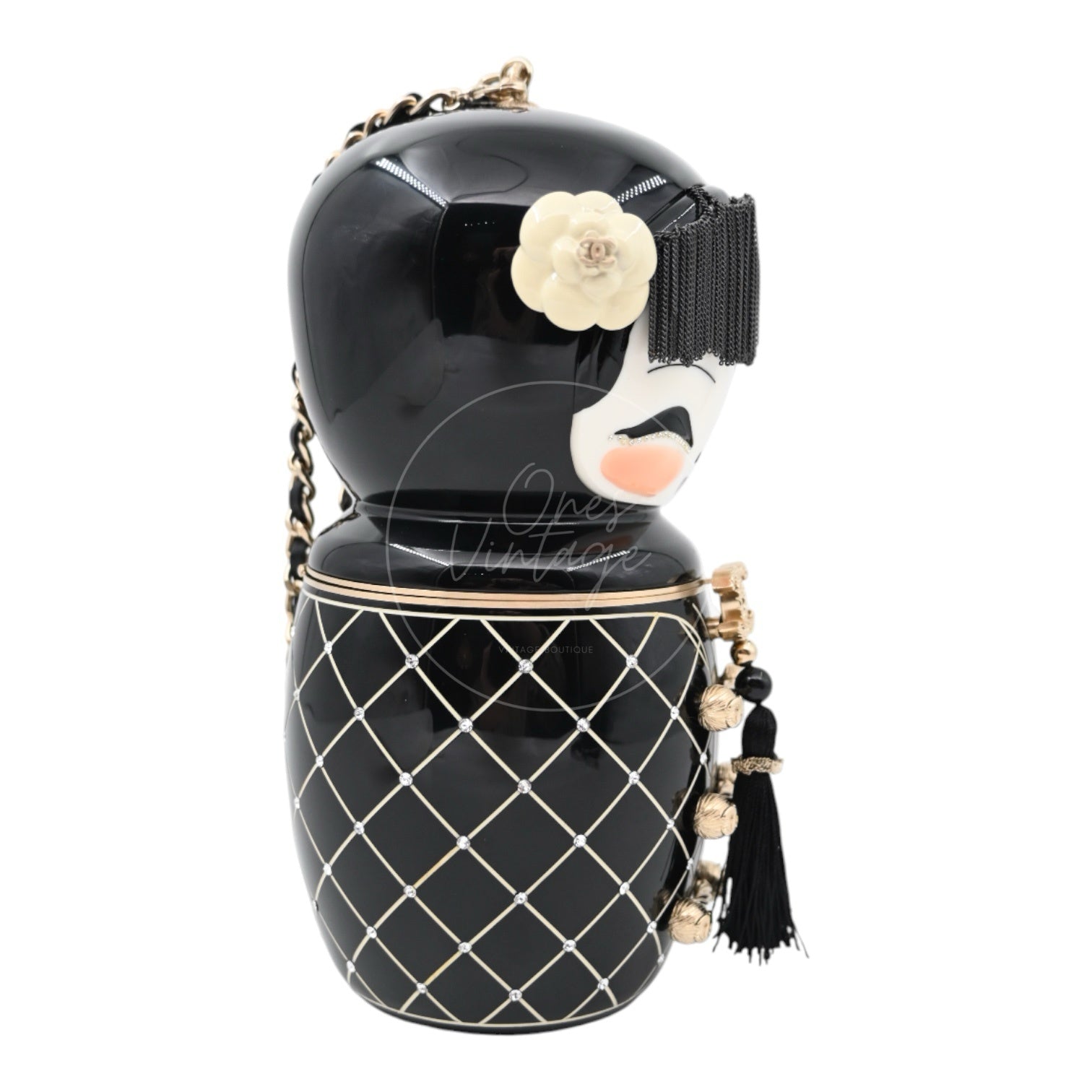 Chanel Resin Paris-Shanghai Doll Evening Bag GHW Black Series 25