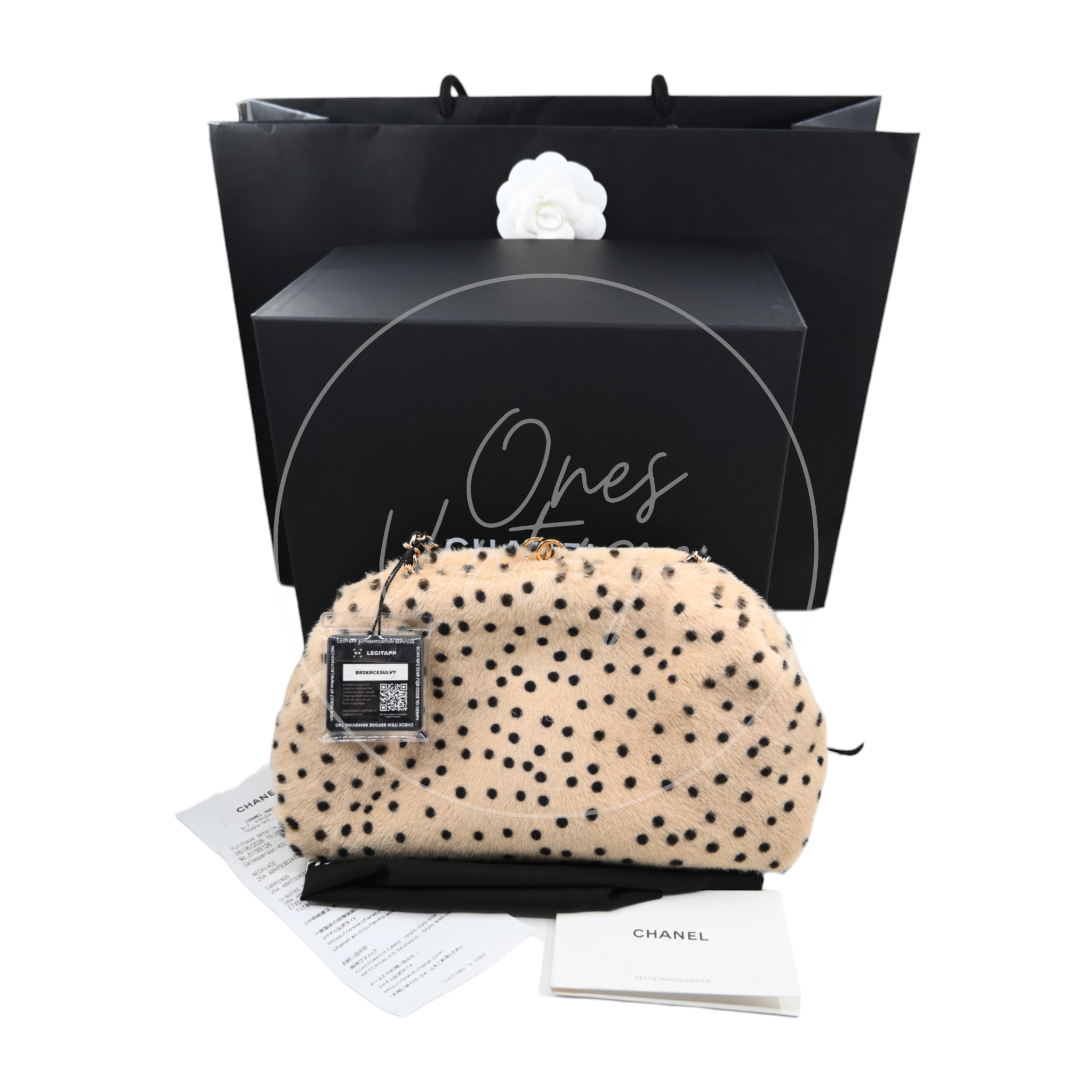 Chanel Pony Hair Cheetah Printed Lambskin Clutch GHW Beige Black Series ET