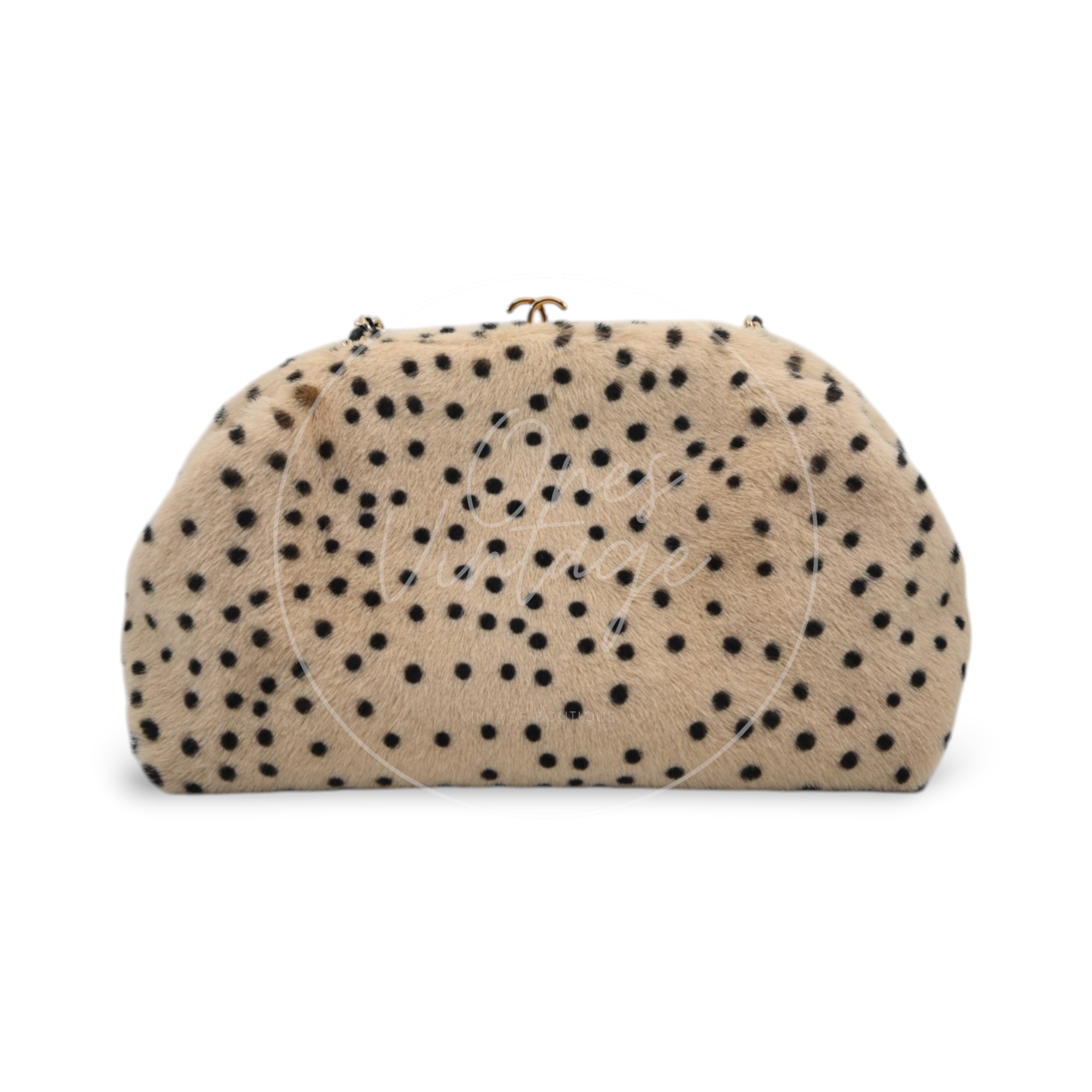 Chanel Pony Hair Cheetah Printed Lambskin Clutch GHW Beige Black Series ET
