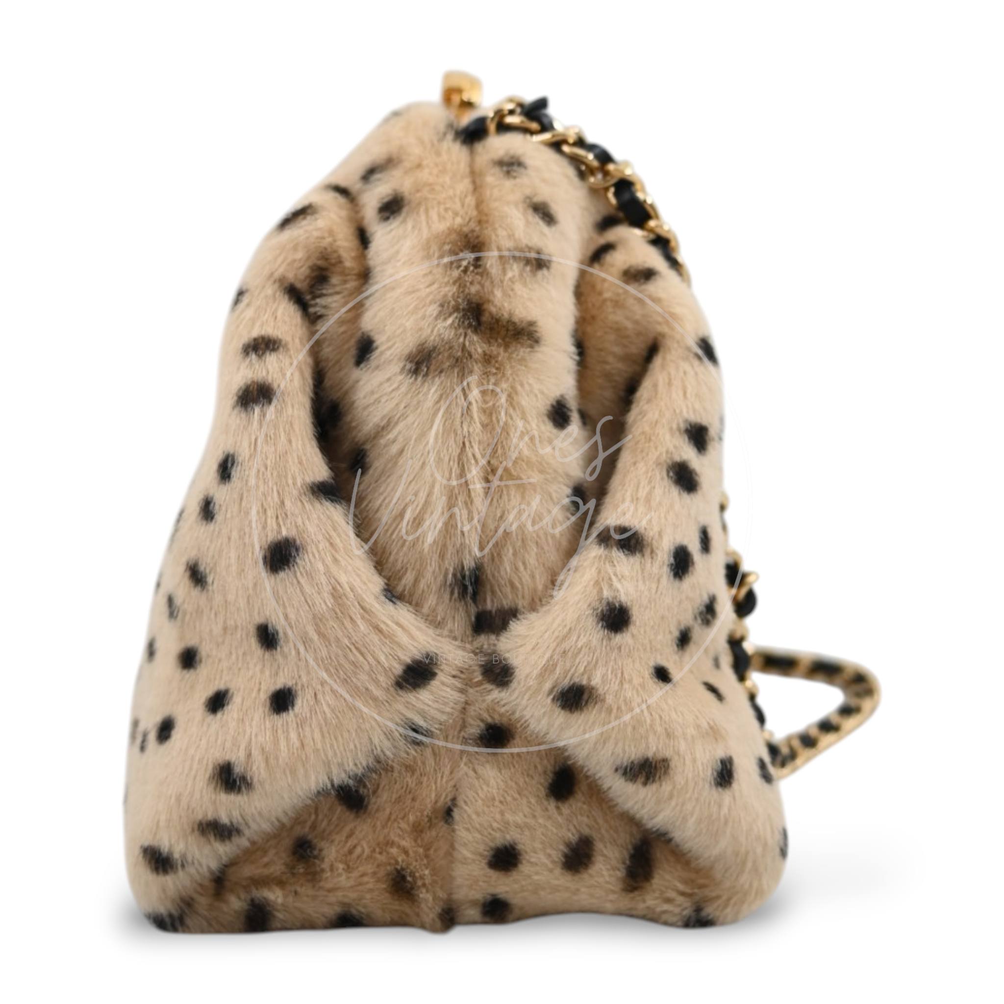 Chanel Pony Hair Cheetah Printed Lambskin Clutch GHW Beige Black Series ET