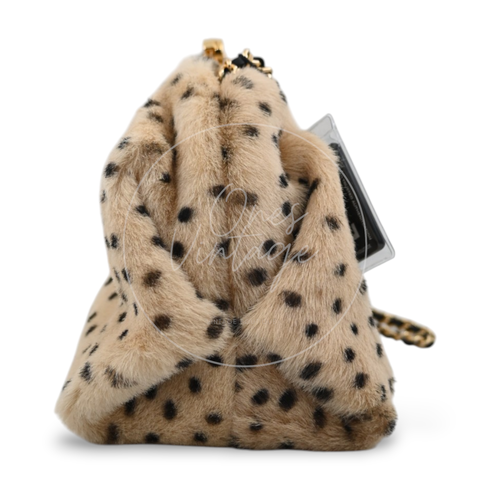 Chanel Pony Hair Cheetah Printed Lambskin Clutch GHW Beige Black Series ET