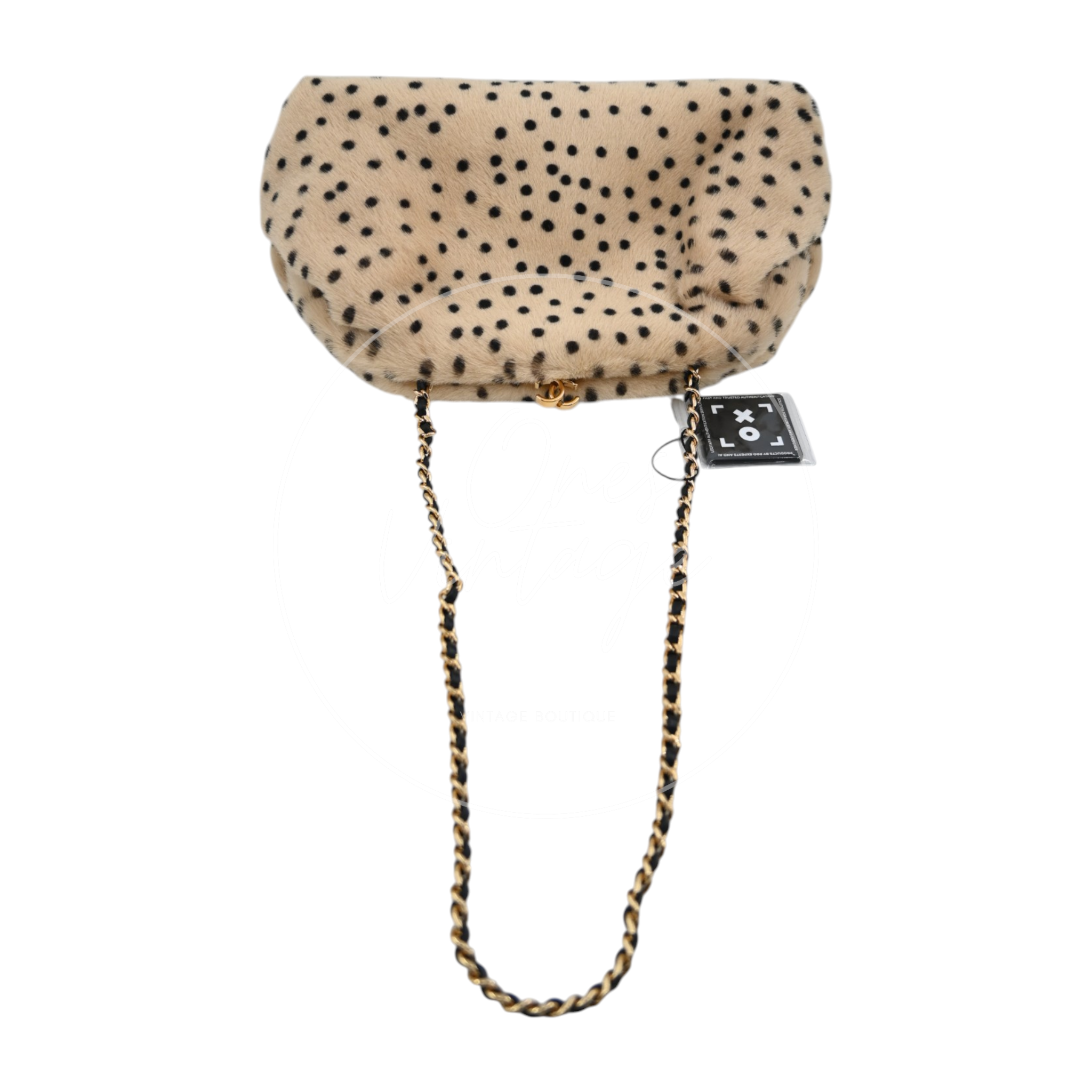 Chanel Pony Hair Cheetah Printed Lambskin Clutch GHW Beige Black Series ET