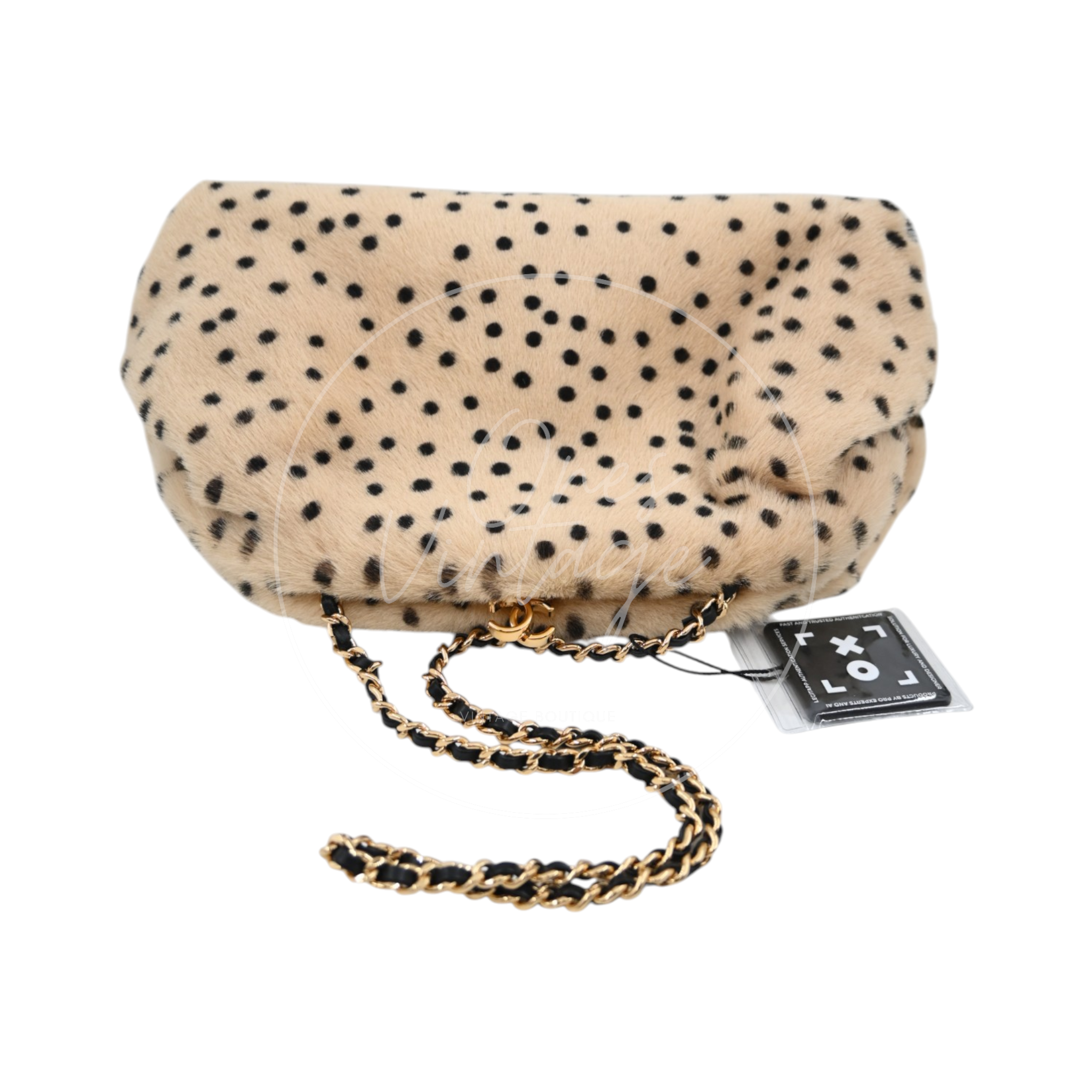 Chanel Pony Hair Cheetah Printed Lambskin Clutch GHW Beige Black Series ET