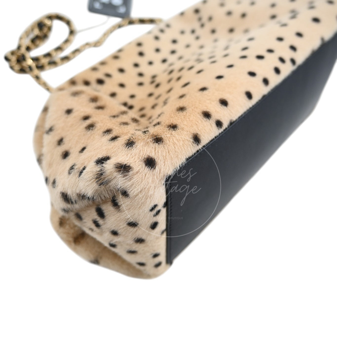 Chanel Pony Hair Cheetah Printed Lambskin Clutch GHW Beige Black Series ET