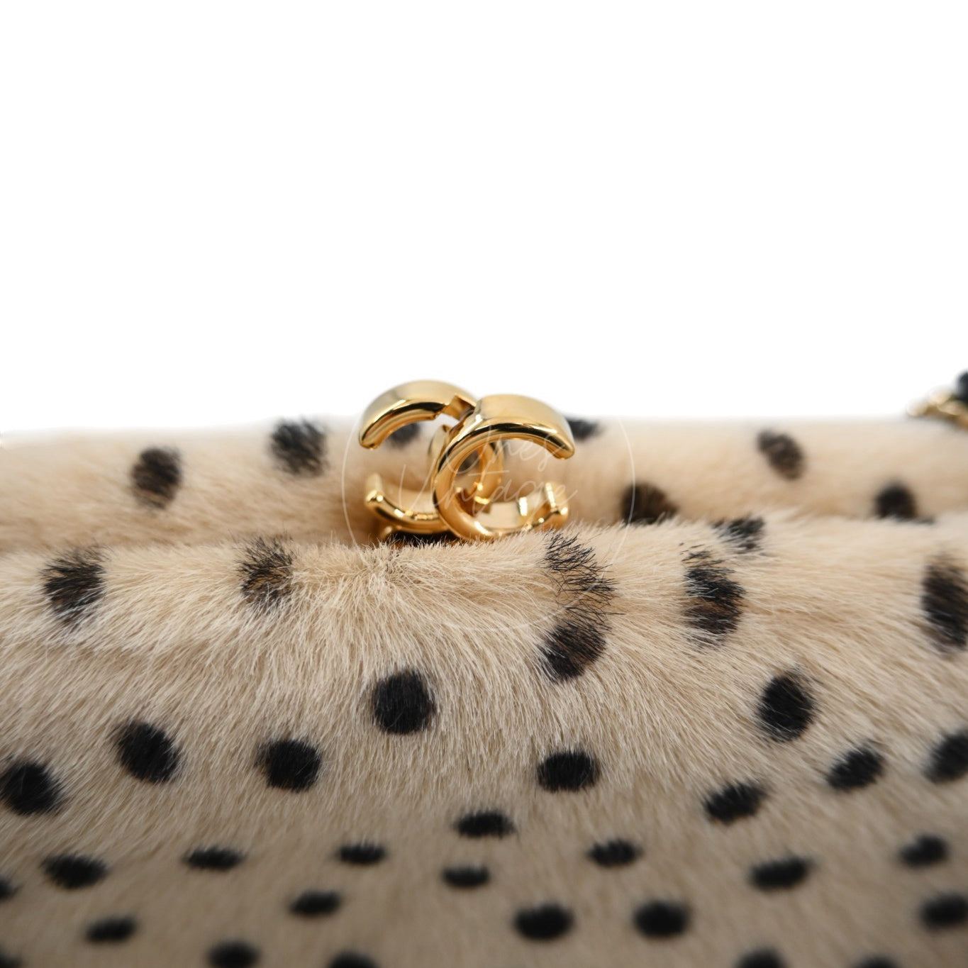 Chanel Pony Hair Cheetah Printed Lambskin Clutch GHW Beige Black Series ET