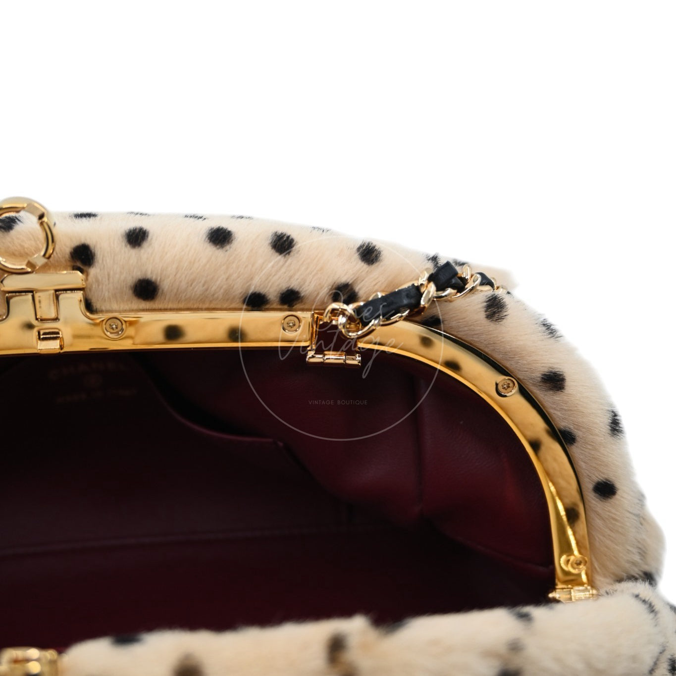 Chanel Pony Hair Cheetah Printed Lambskin Clutch GHW Beige Black Series ET