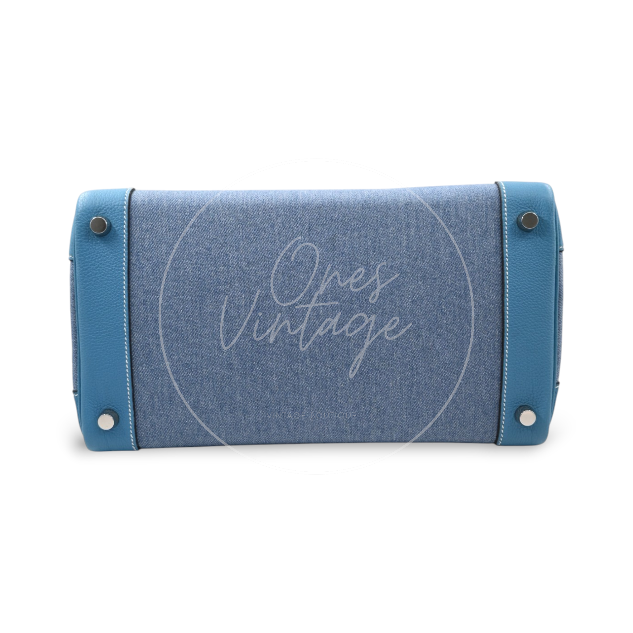 Hermes Birkin 30 Denim Tolie PHW Blue Square F