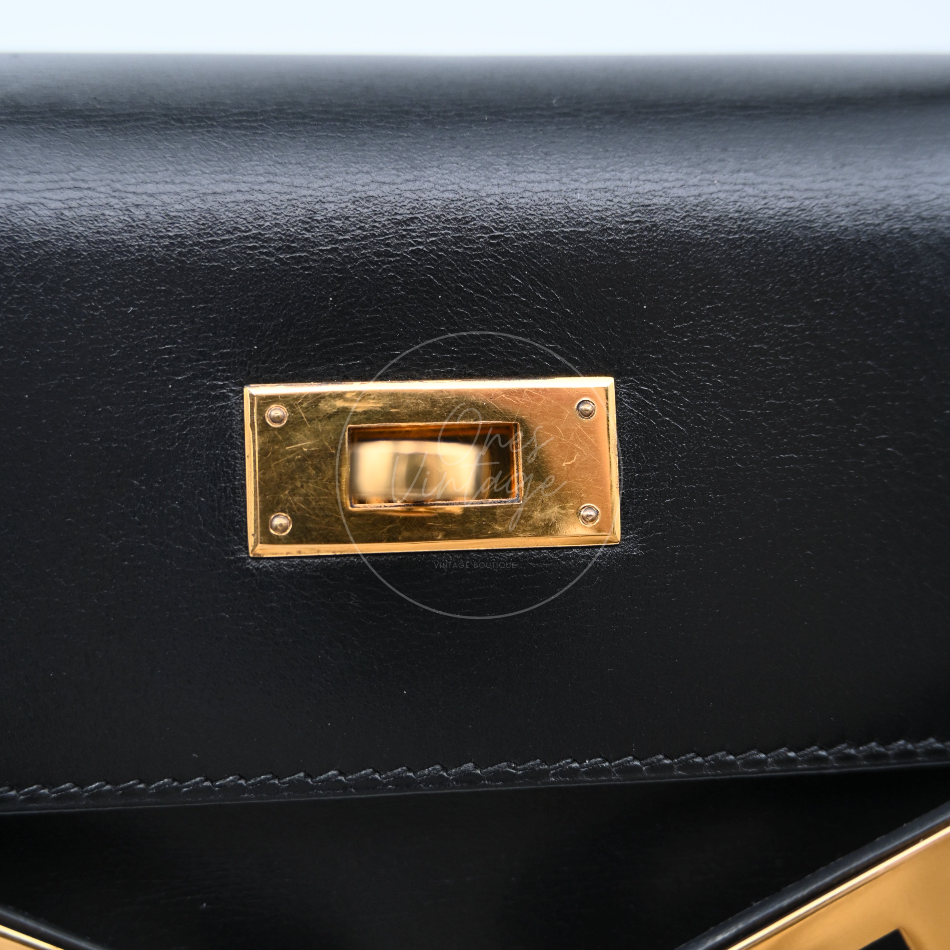 Hermes Kelly 32 Box GHW Black Circle X