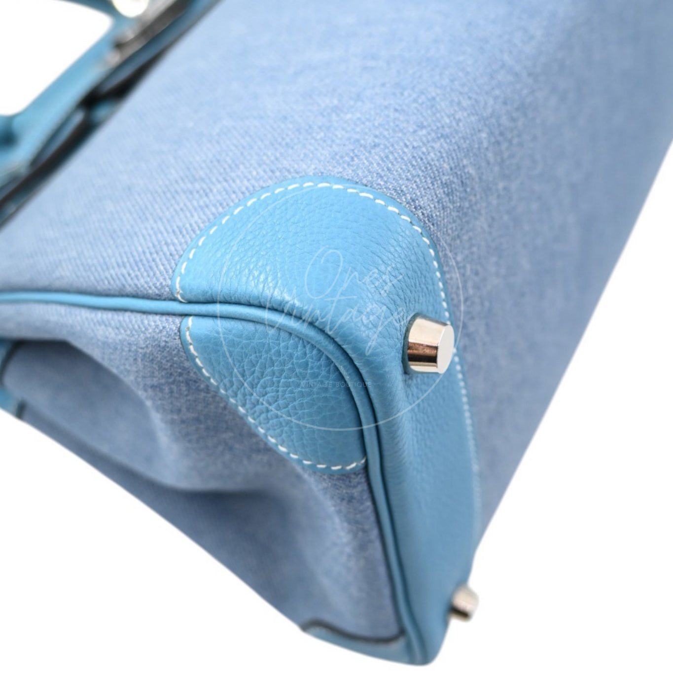 Hermes Birkin 30 Denim Tolie PHW Blue Square F