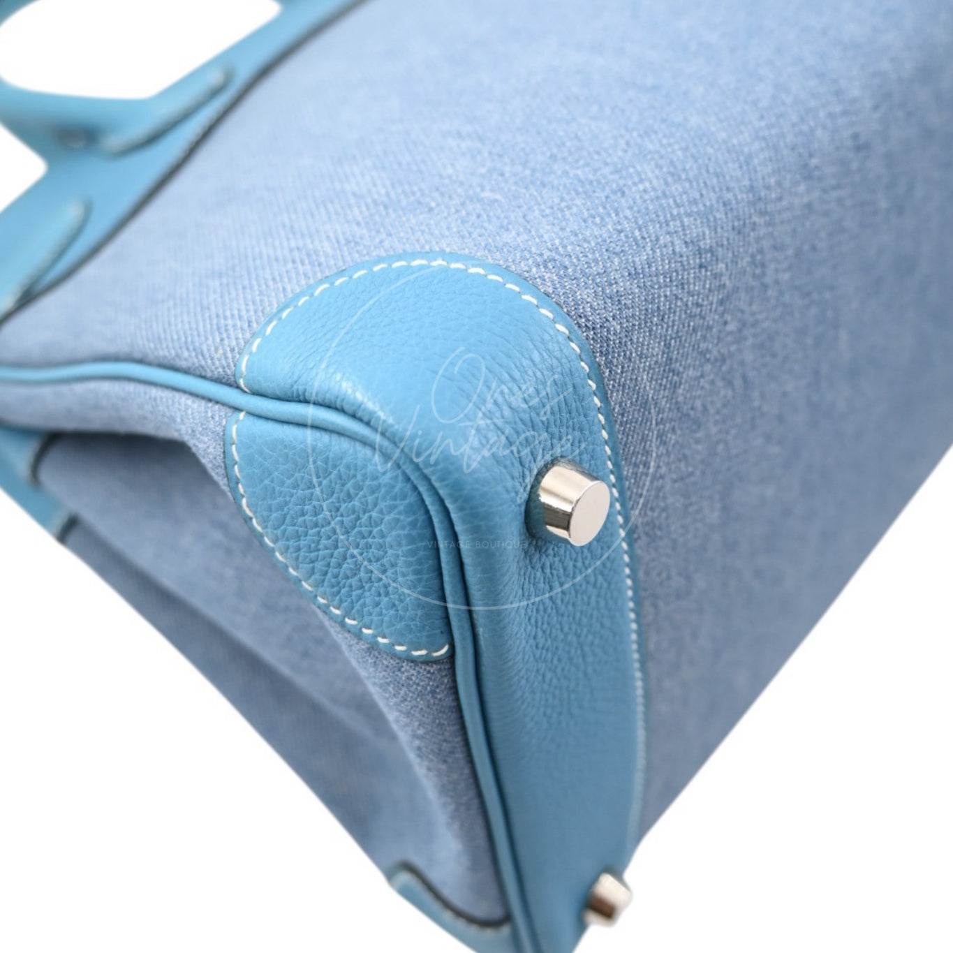 Hermes Birkin 30 Denim Tolie PHW Blue Square F
