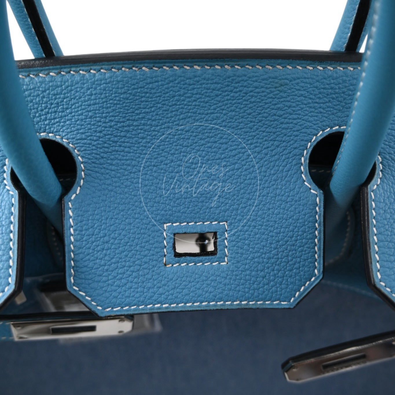 Hermes Birkin 30 Denim Tolie PHW Blue Square F