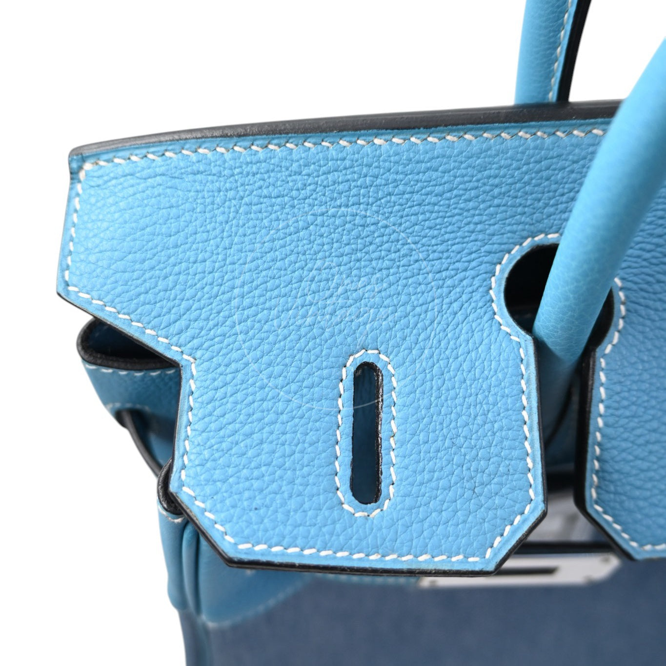 Hermes Birkin 30 Denim Tolie PHW Blue Square F