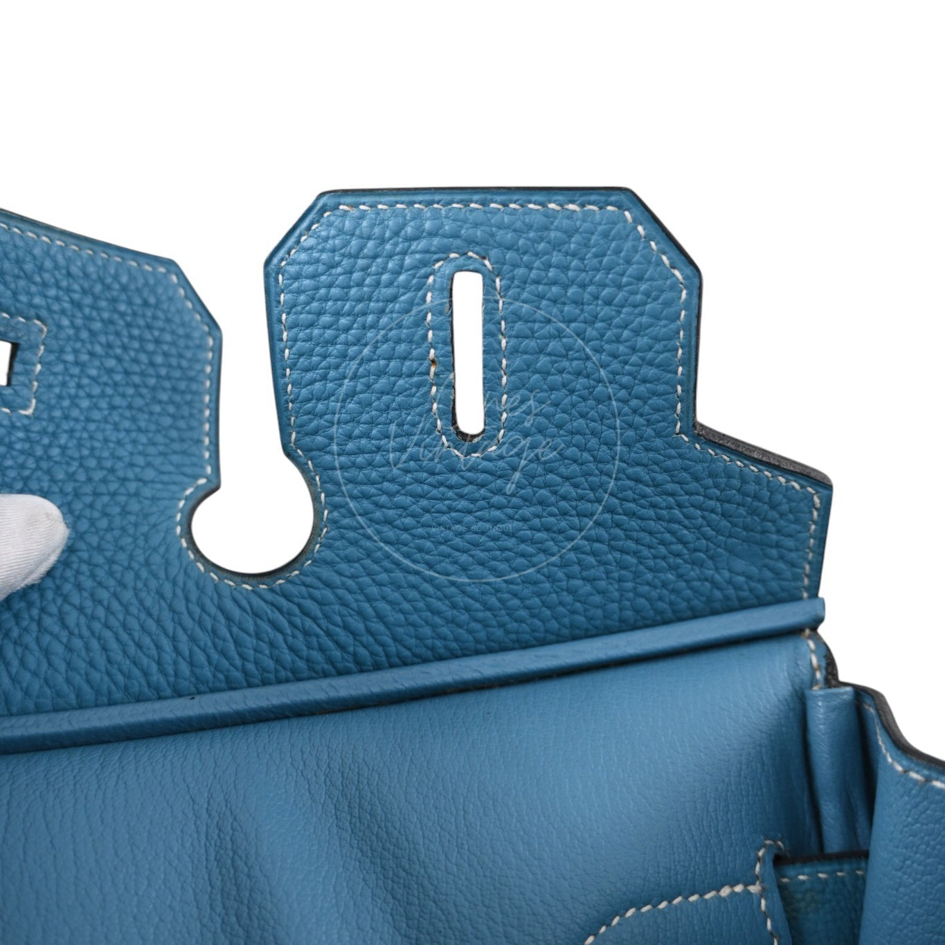 Hermes Birkin 30 Denim Tolie PHW Blue Square F