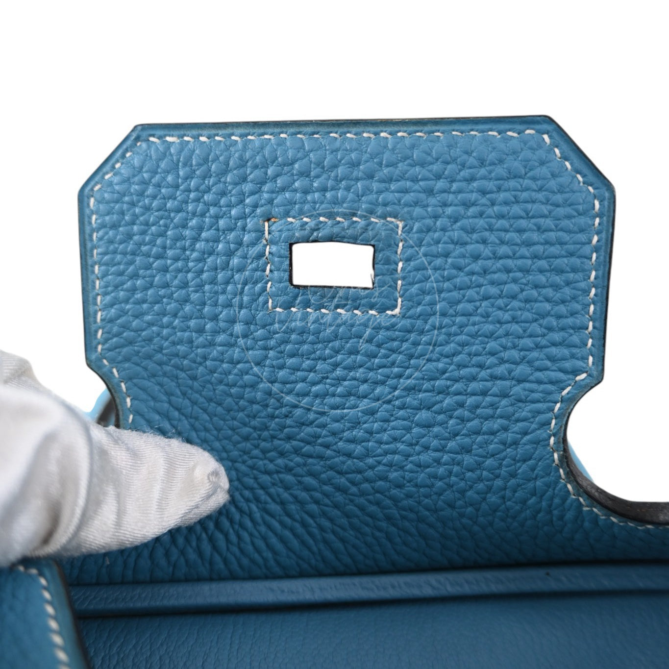 Hermes Birkin 30 Denim Tolie PHW Blue Square F