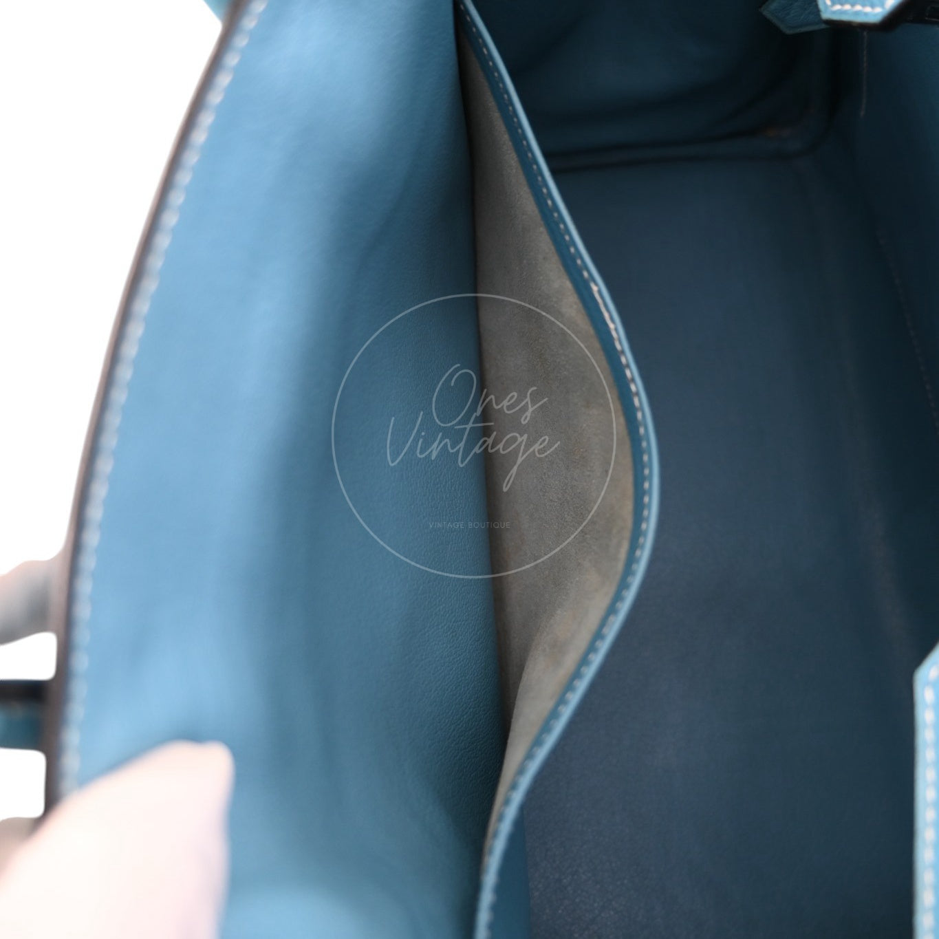 Hermes Birkin 30 Denim Tolie PHW Blue Square F