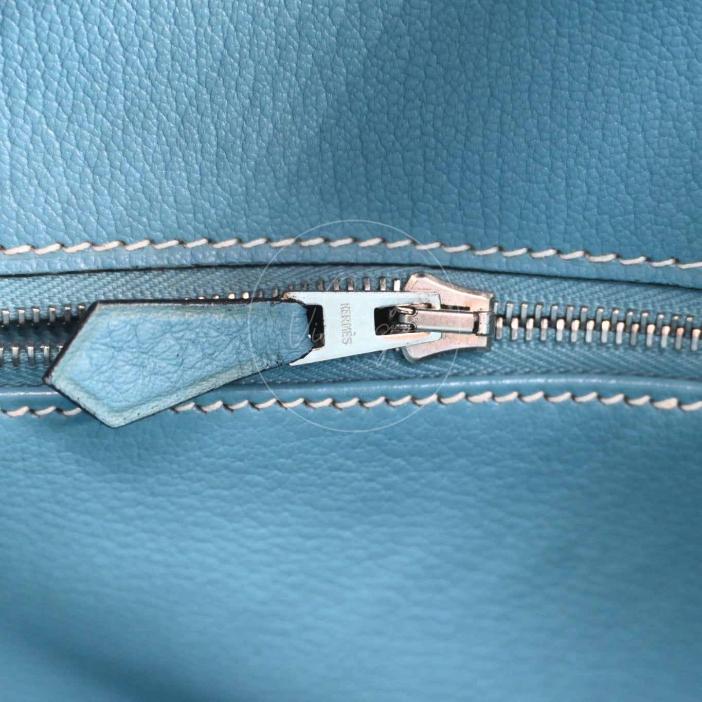 Hermes Birkin 30 Denim Tolie PHW Blue Square F