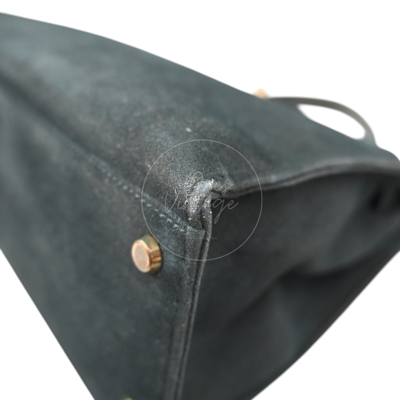 Hermes Kelly 32 Suede GHW Green Circle S