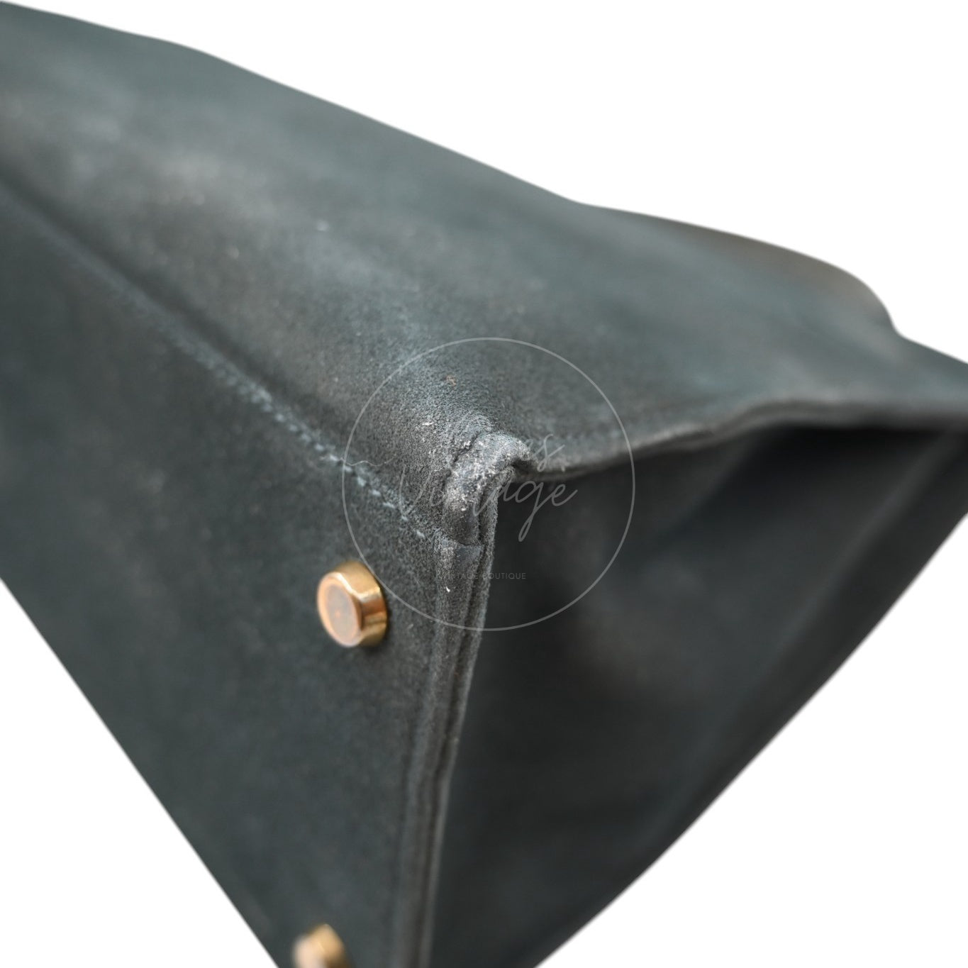 Hermes Kelly 32 Suede GHW Green Circle S