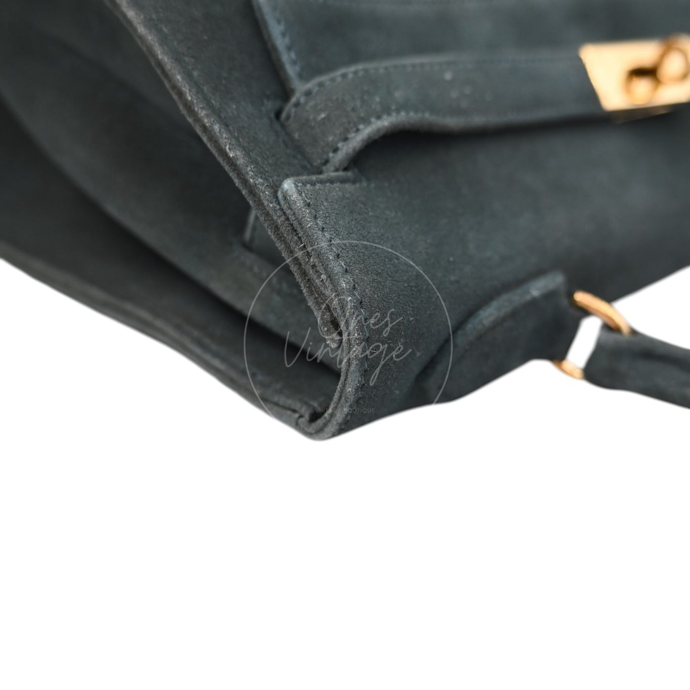 Hermes Kelly 32 Suede GHW Green Circle S