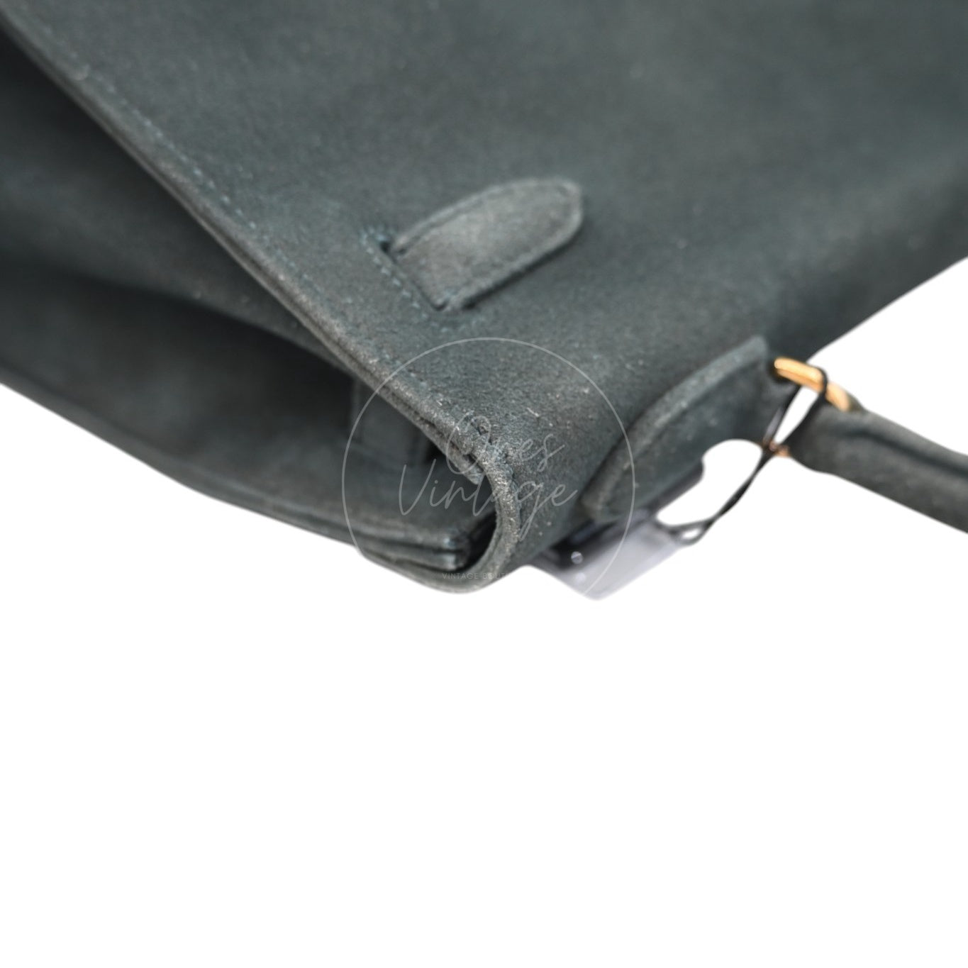 Hermes Kelly 32 Suede GHW Green Circle S