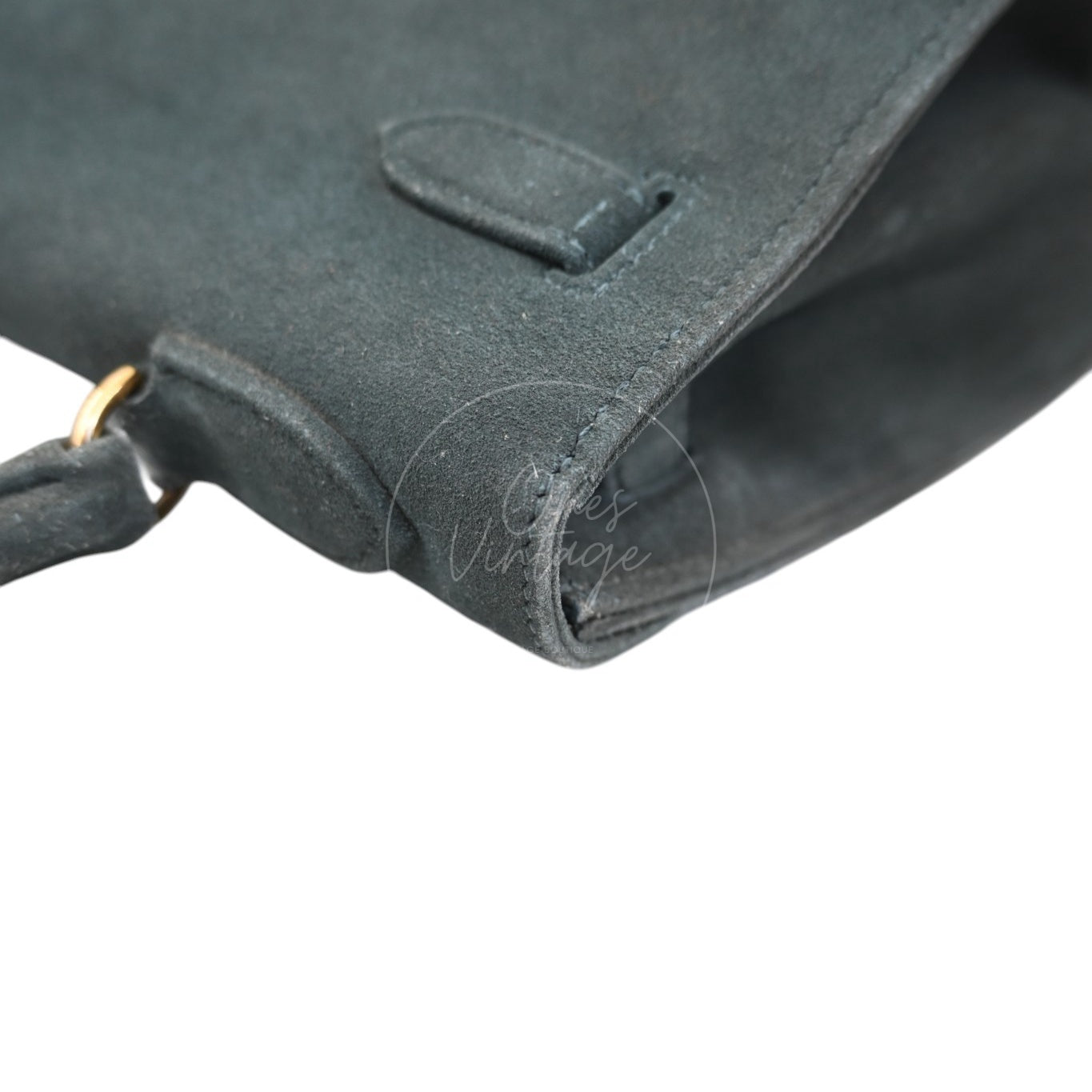 Hermes Kelly 32 Suede GHW Green Circle S