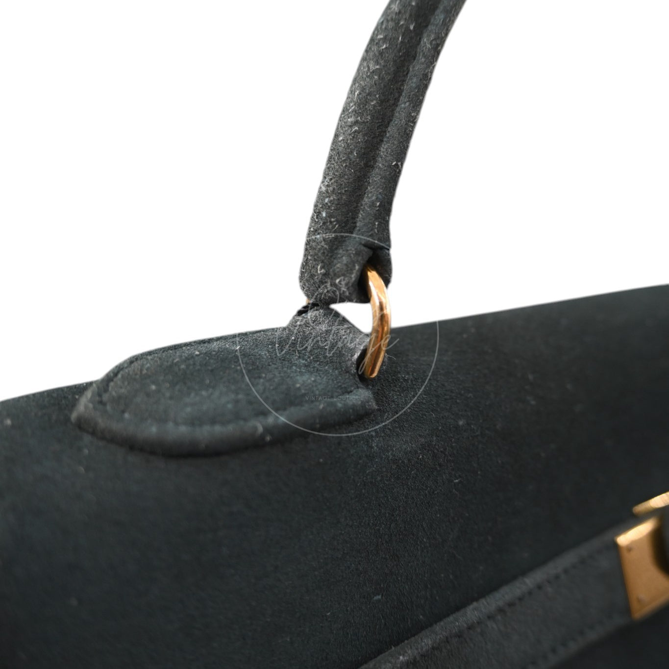 Hermes Kelly 32 Suede GHW Green Circle S