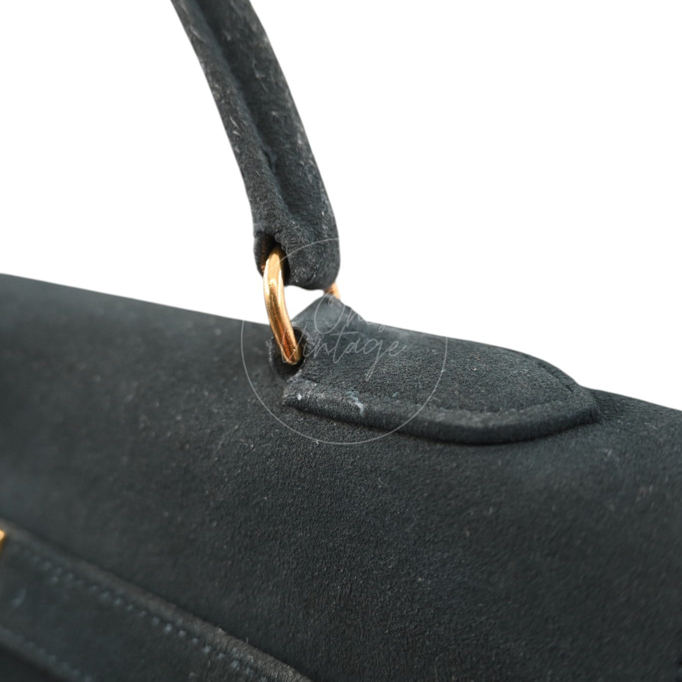 Hermes Kelly 32 Suede GHW Green Circle S