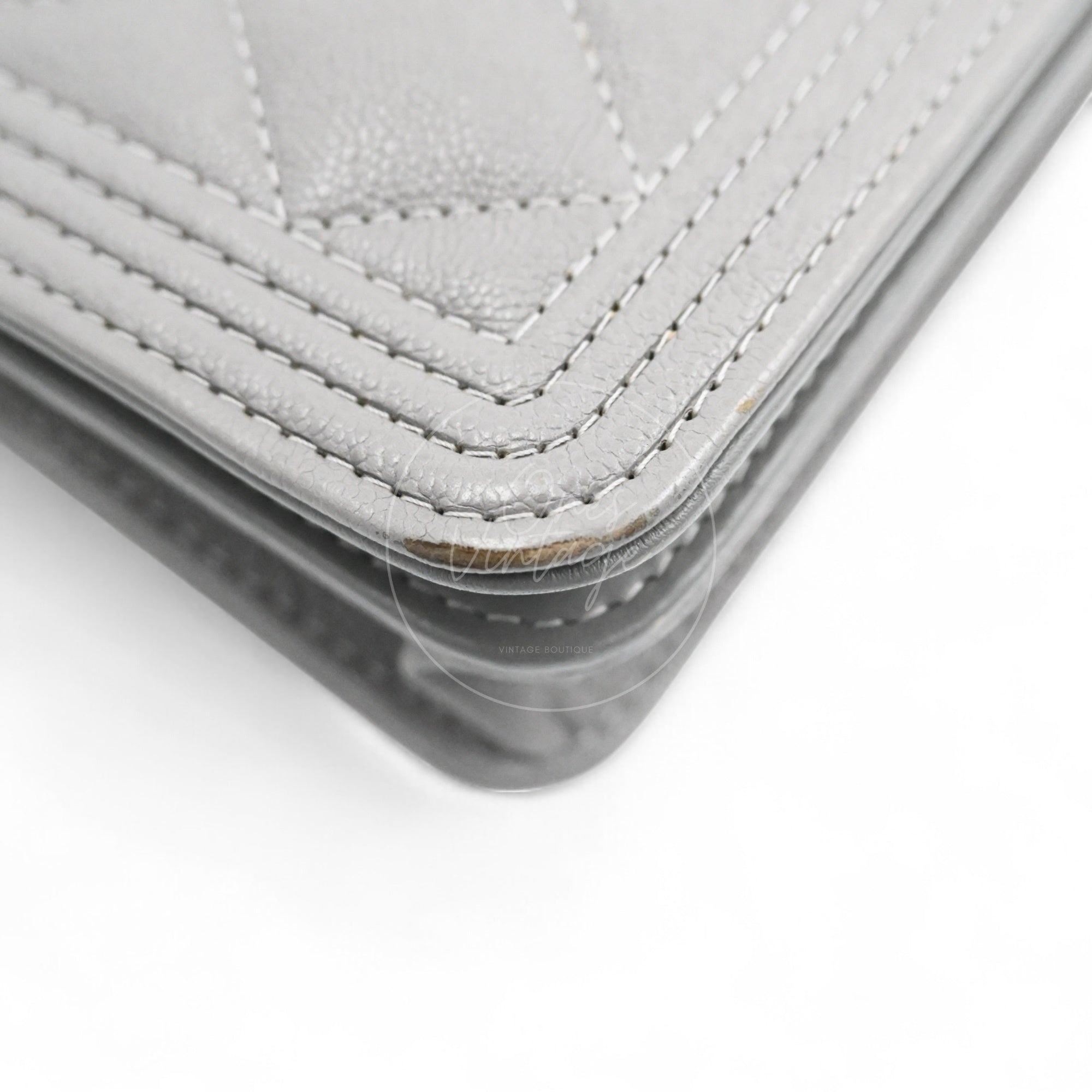 Chanel Boy Wallet On Chain WOC Grey Caviar GHW Series 26