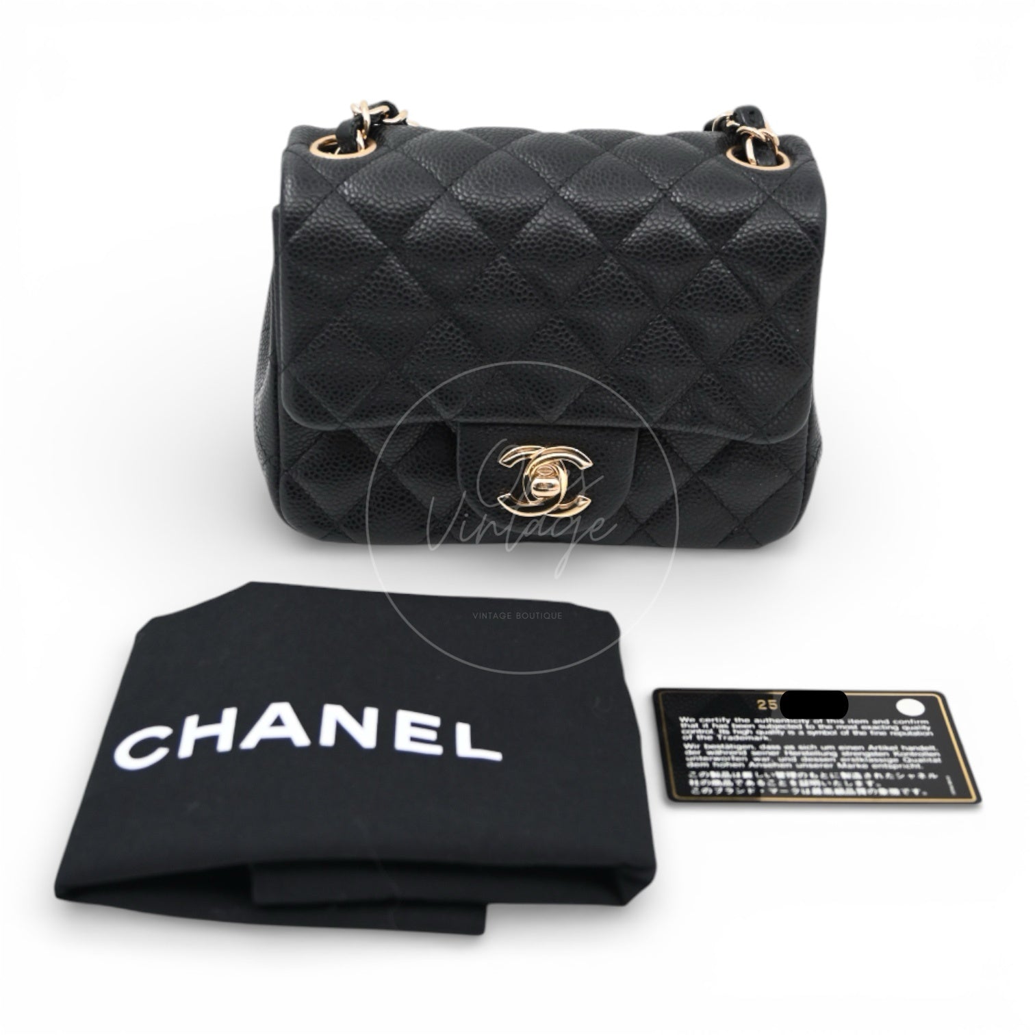 Chanel Mini Square Caviar Flap Bag GHW Black Series 25